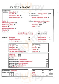Soleil D'afrique menu