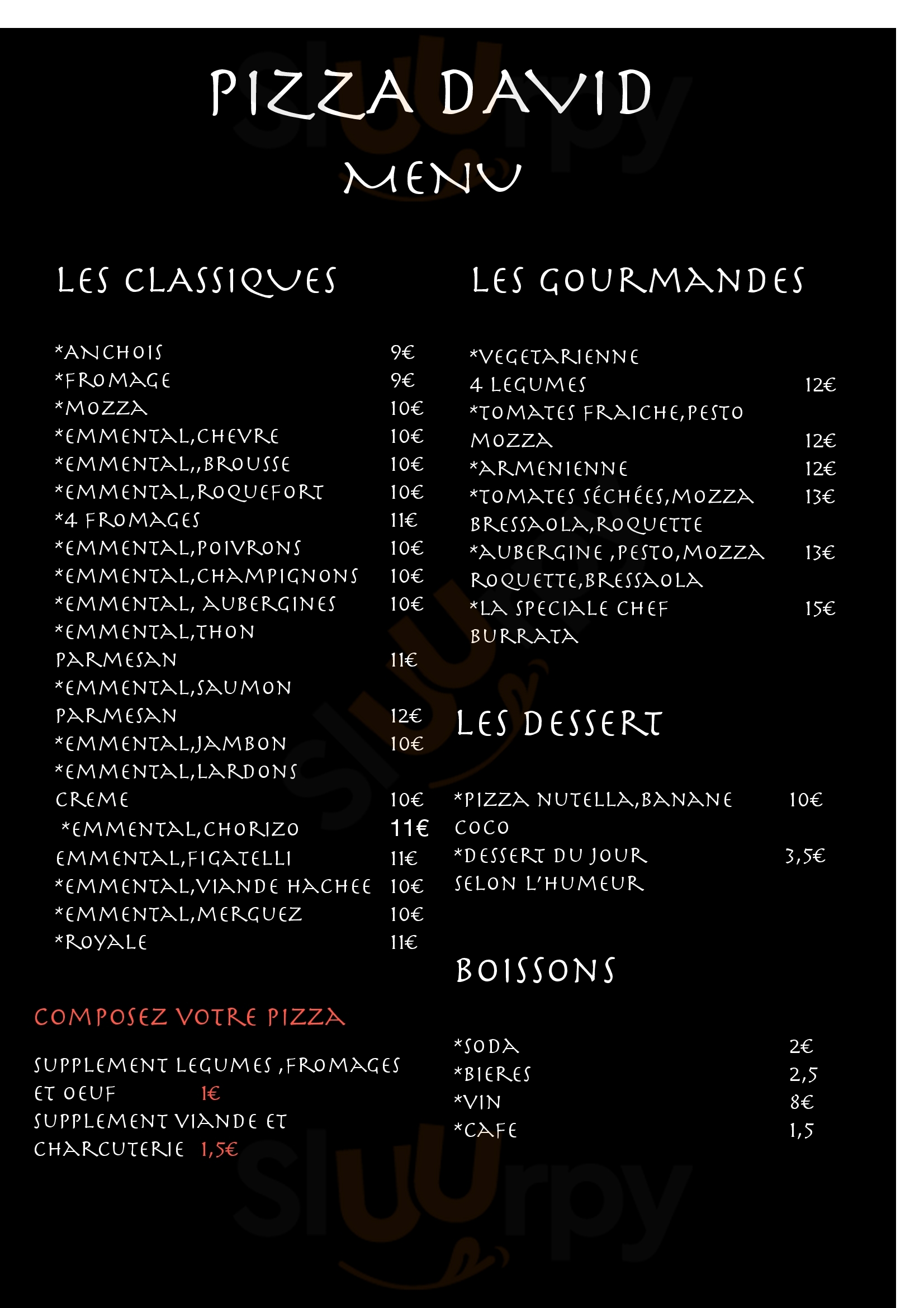 Pizza David Marseille Menu - 1