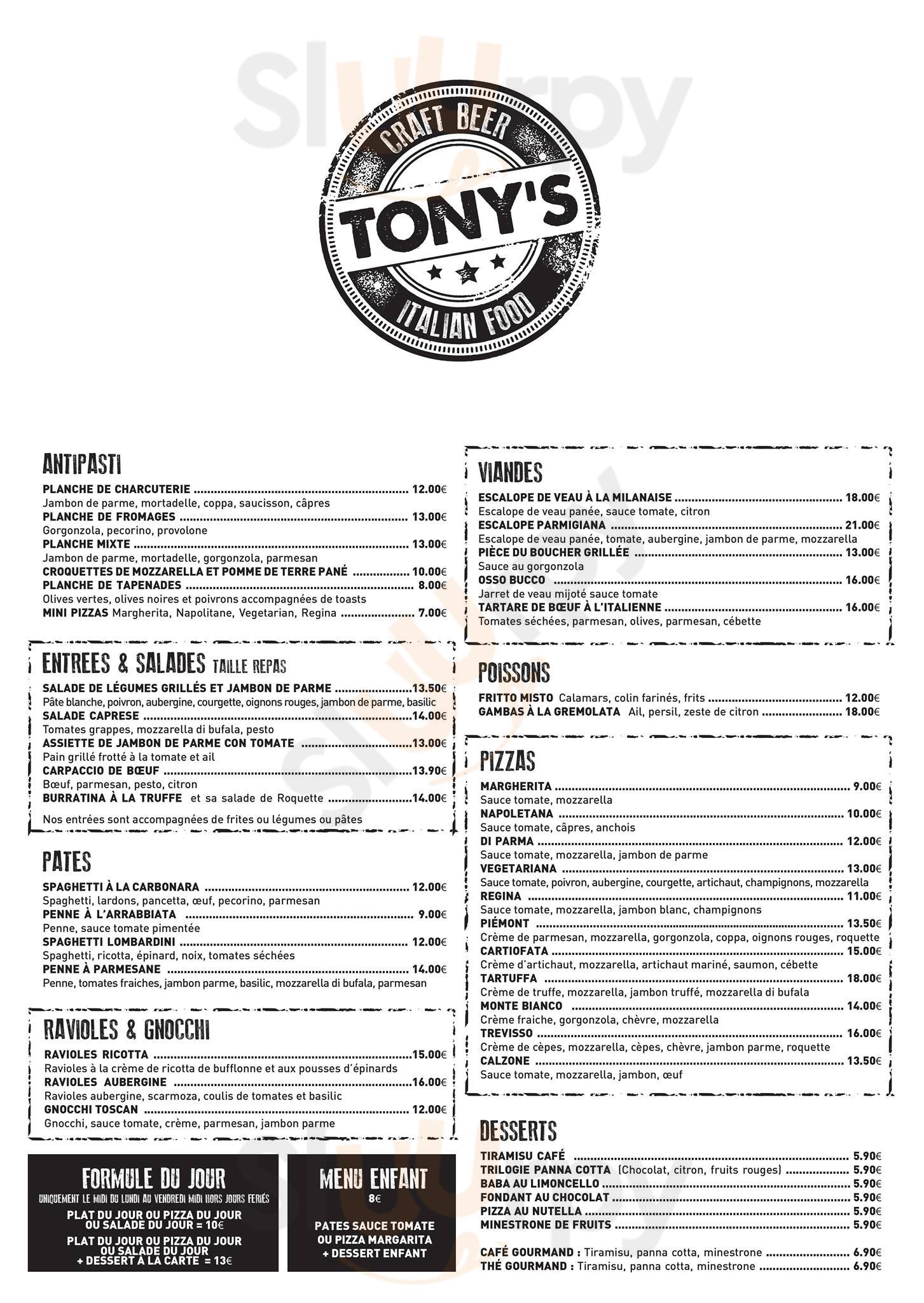 Tony's Lyon Menu - 1