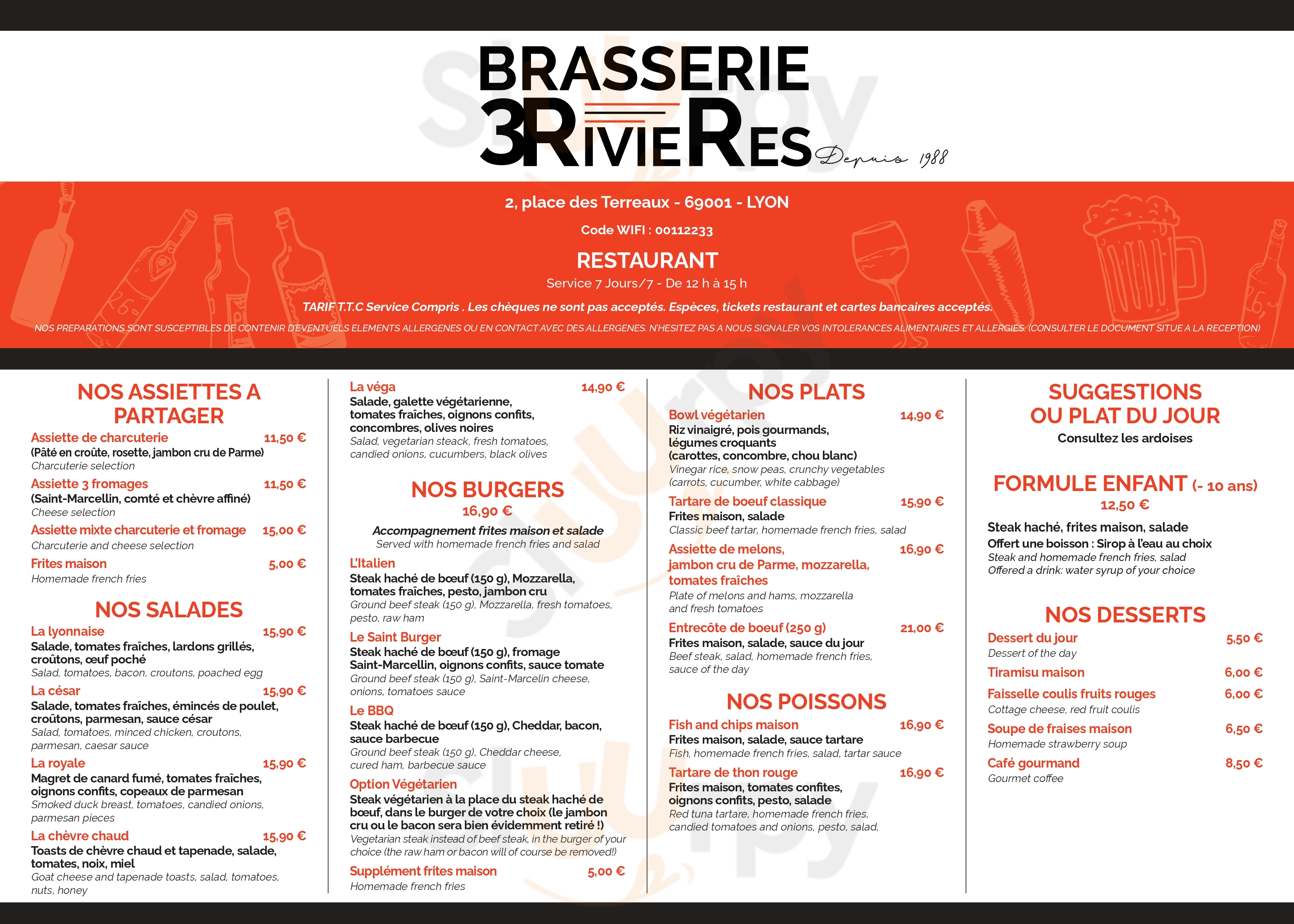 Main Menu - Brasserie 3 Rivieres