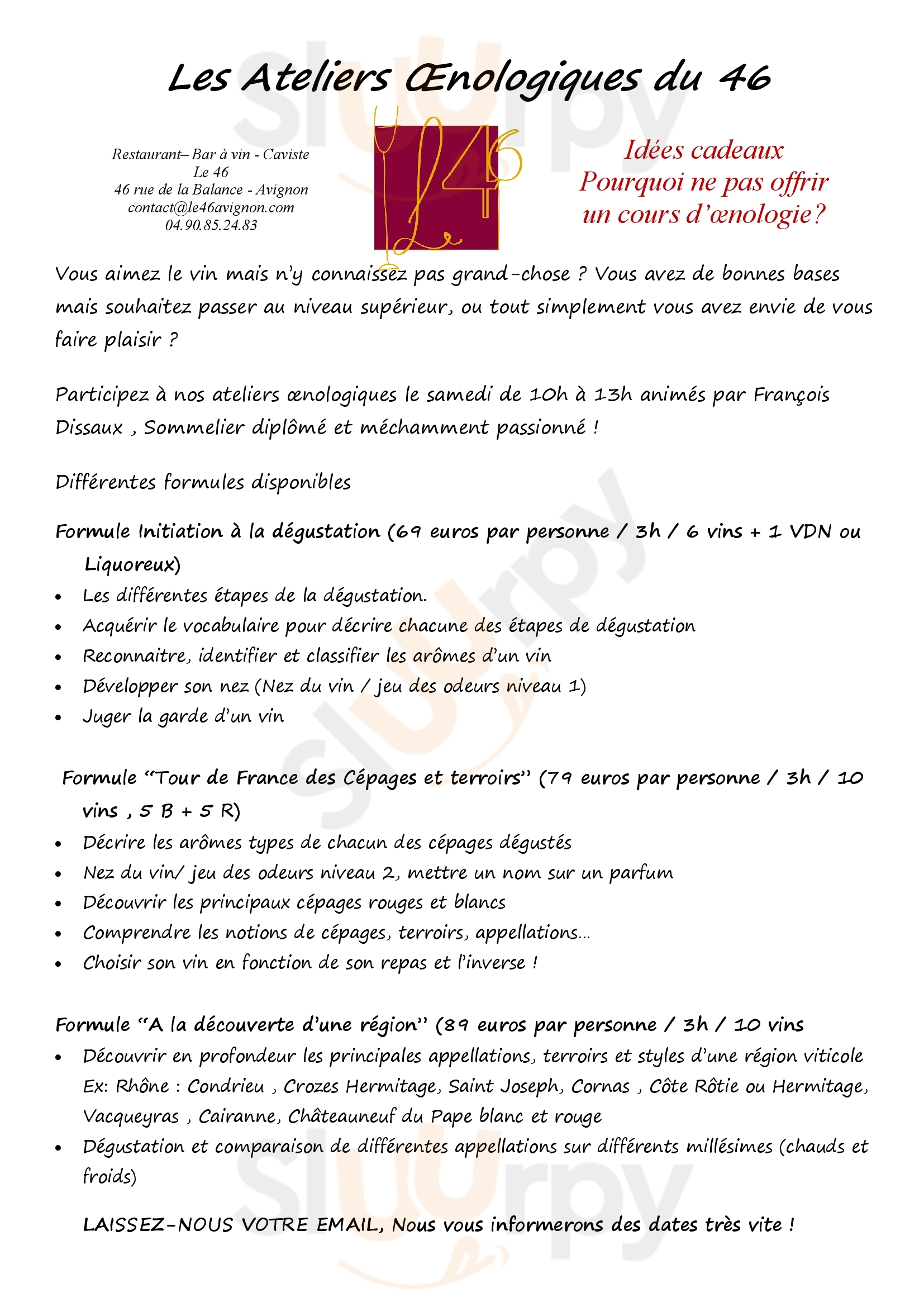 Le 46 Avignon Menu - 1