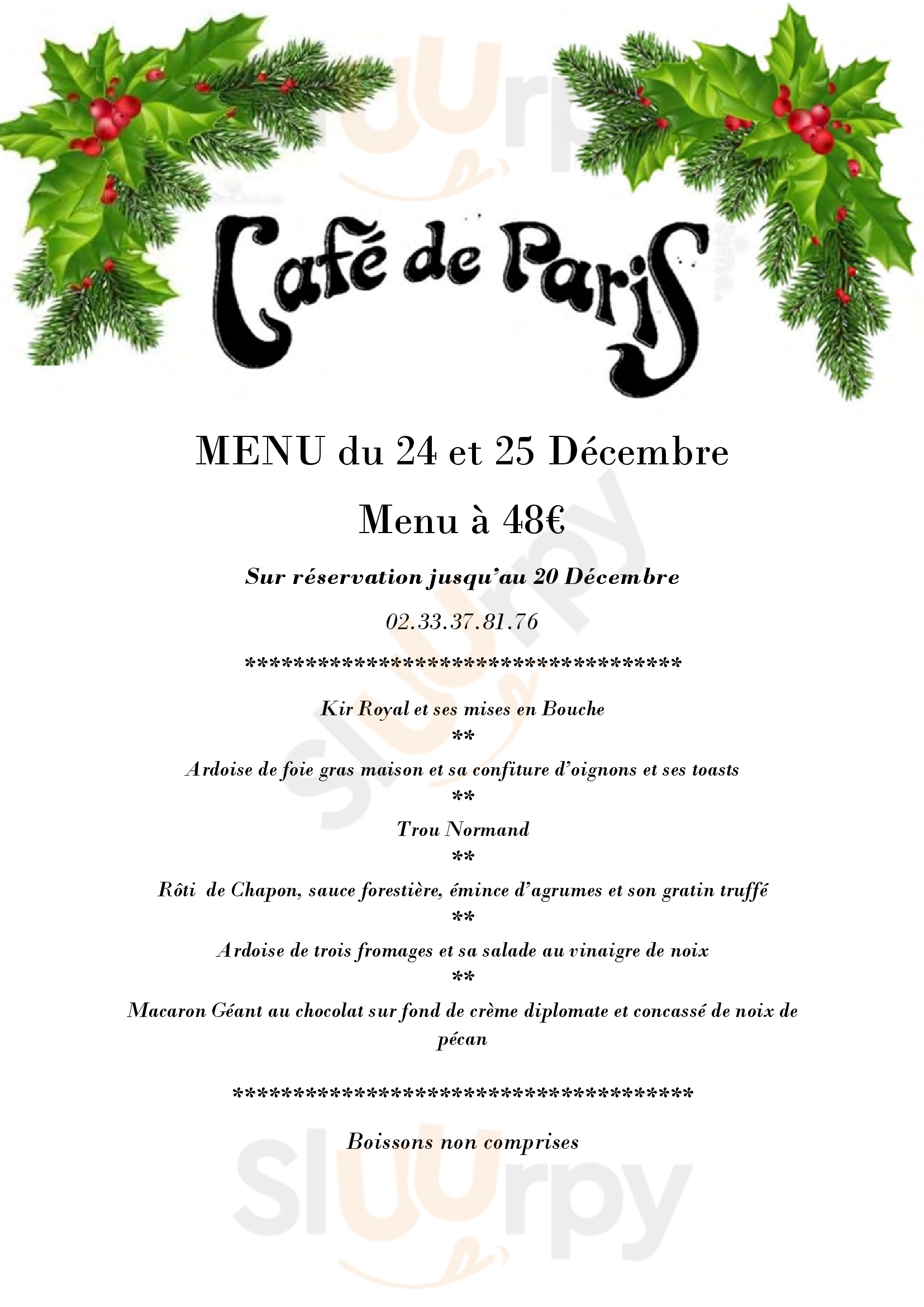 Cafe De Paris Bagnoles de l’Orne Normandie Menu - 1