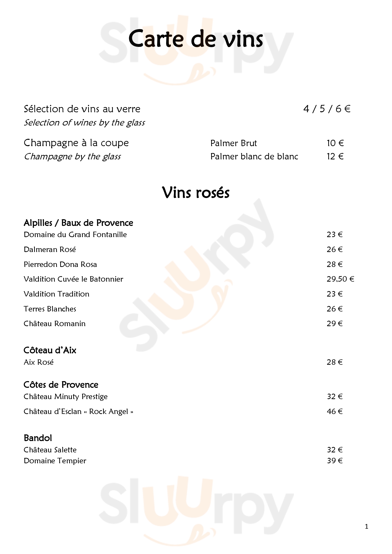 Le Belvédère Fontvieille Menu - 1