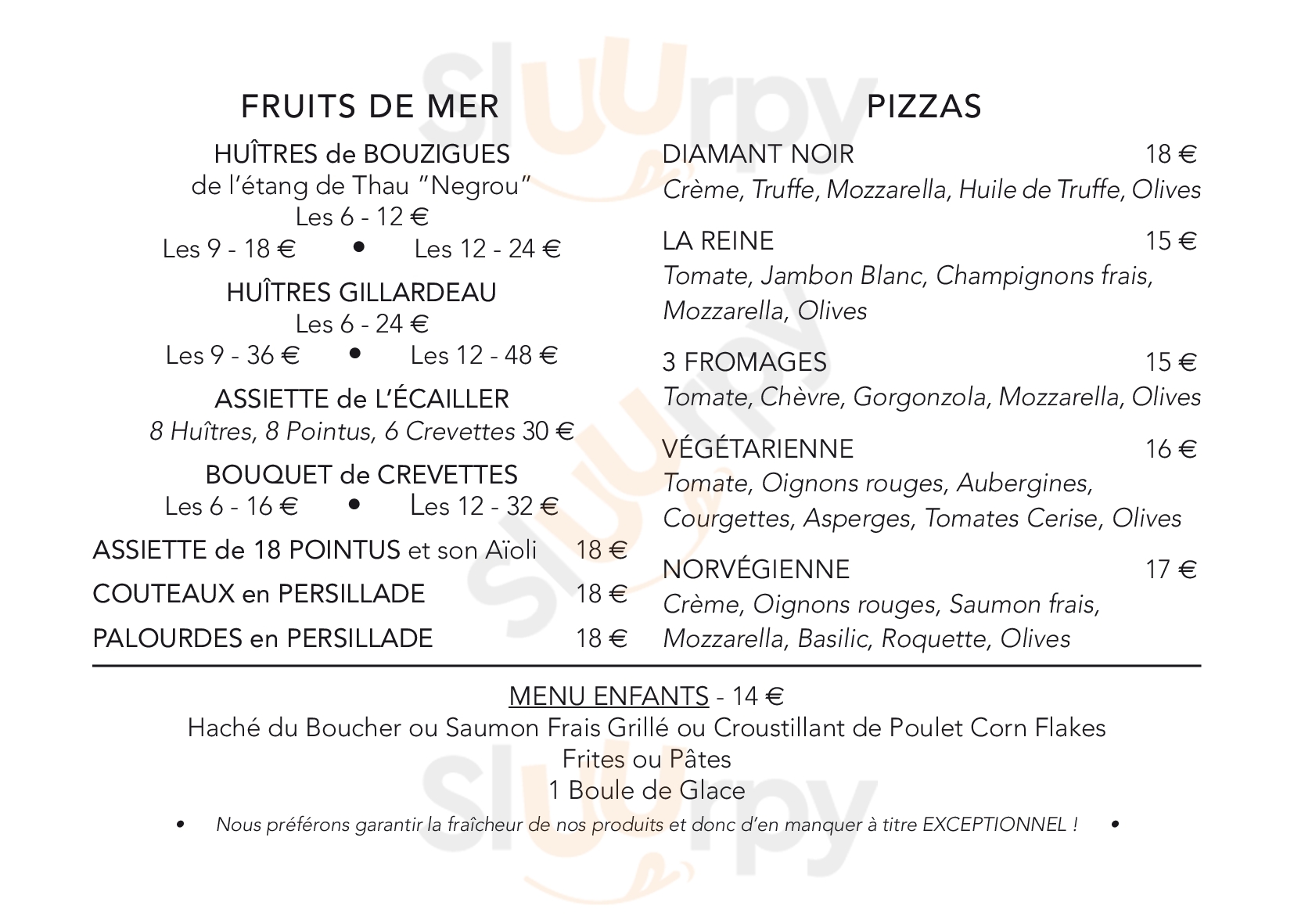 Plage Du Golf Cap d'Agde Menu - 1