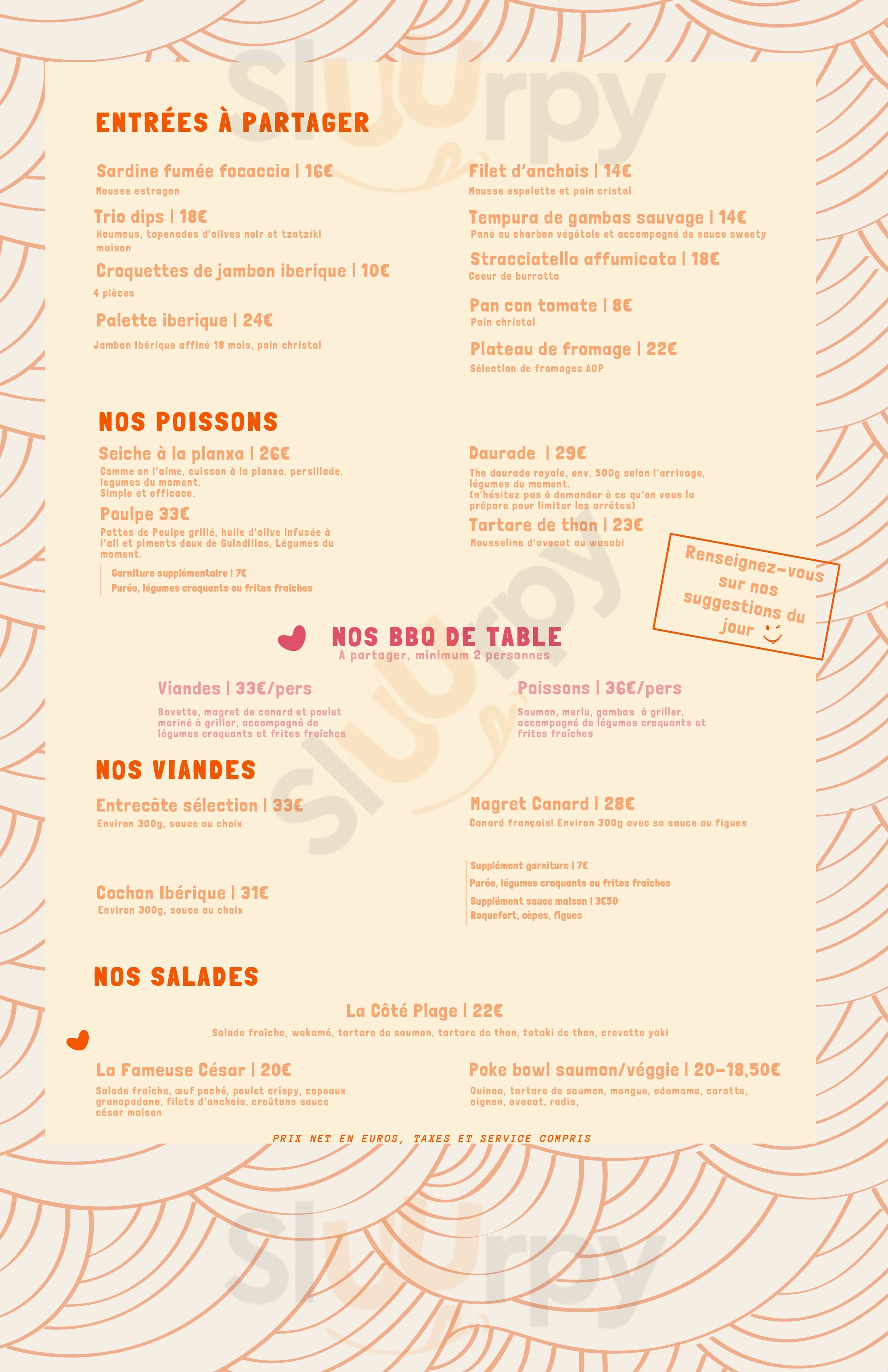 La Plage - Club Canet Canet en Roussillon Menu - 1