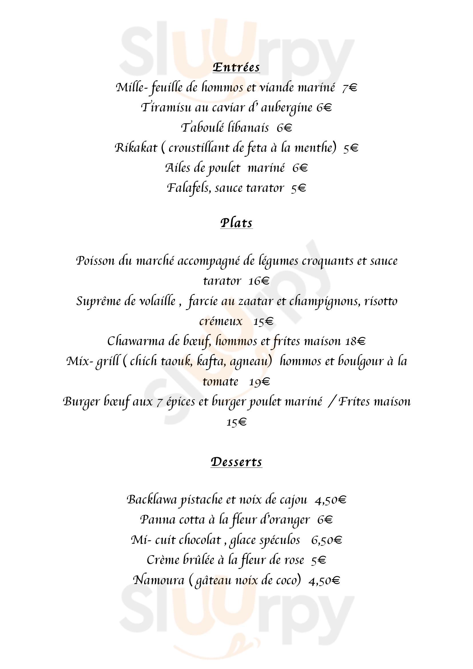 Menu principal - La Bulle Des Saveurs