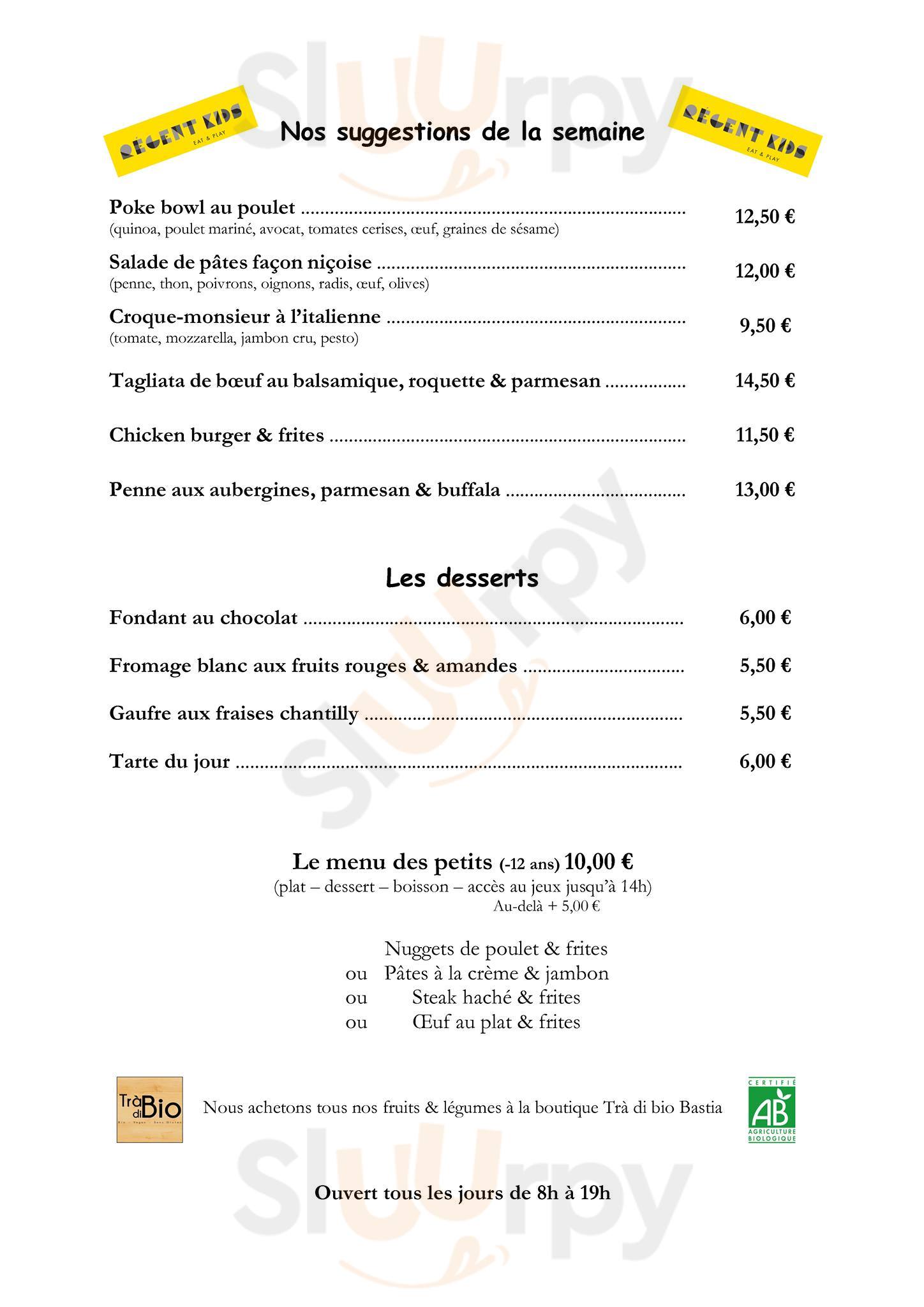 Regent Kids Repas Et Jeux Avec Les Enfants Bastia Bastia Menu - 1