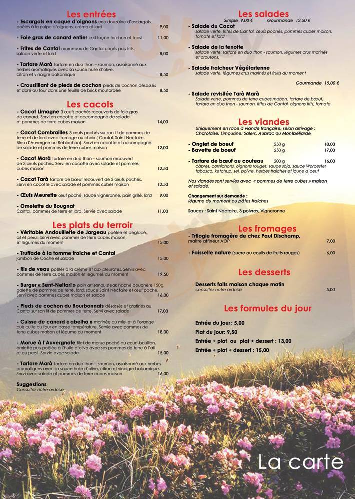 Cacot Eugène Clermont-Ferrand Menu - 1