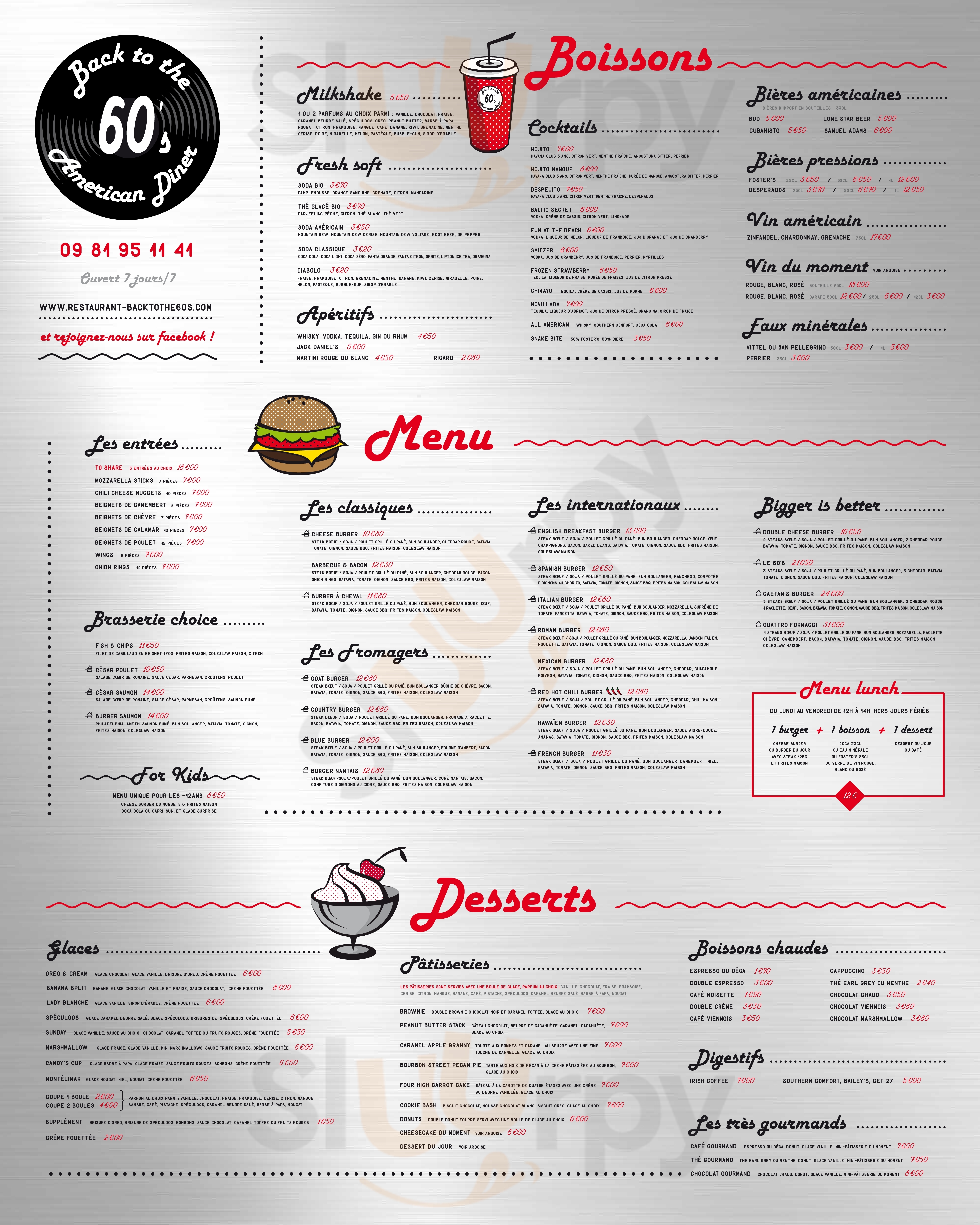Back To The 60's Rennes Menu - 1