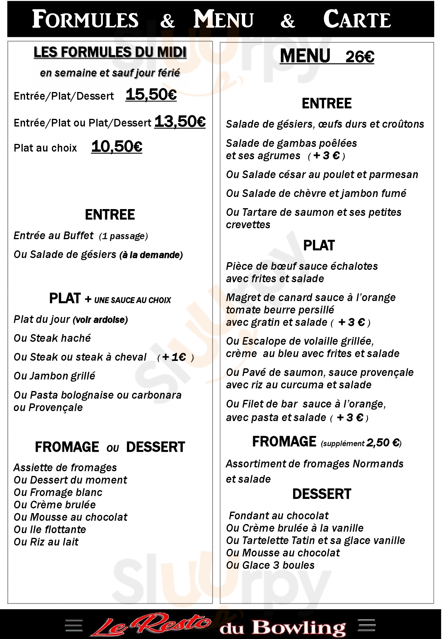 Bowling Des Closets Restaurant Flers Menu - 1