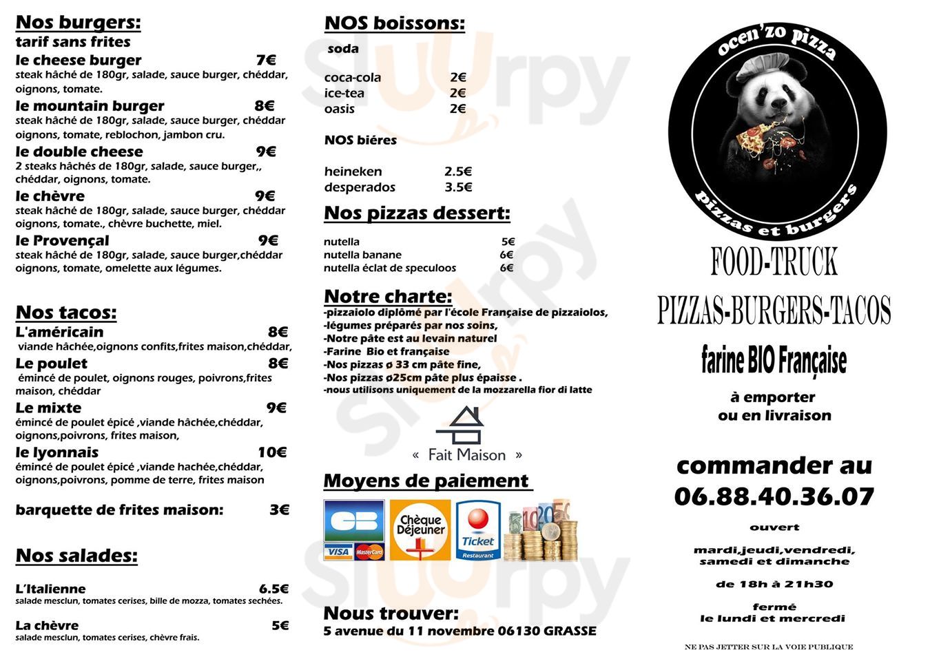 Ocen'zo Pizza Grasse Menu - 1