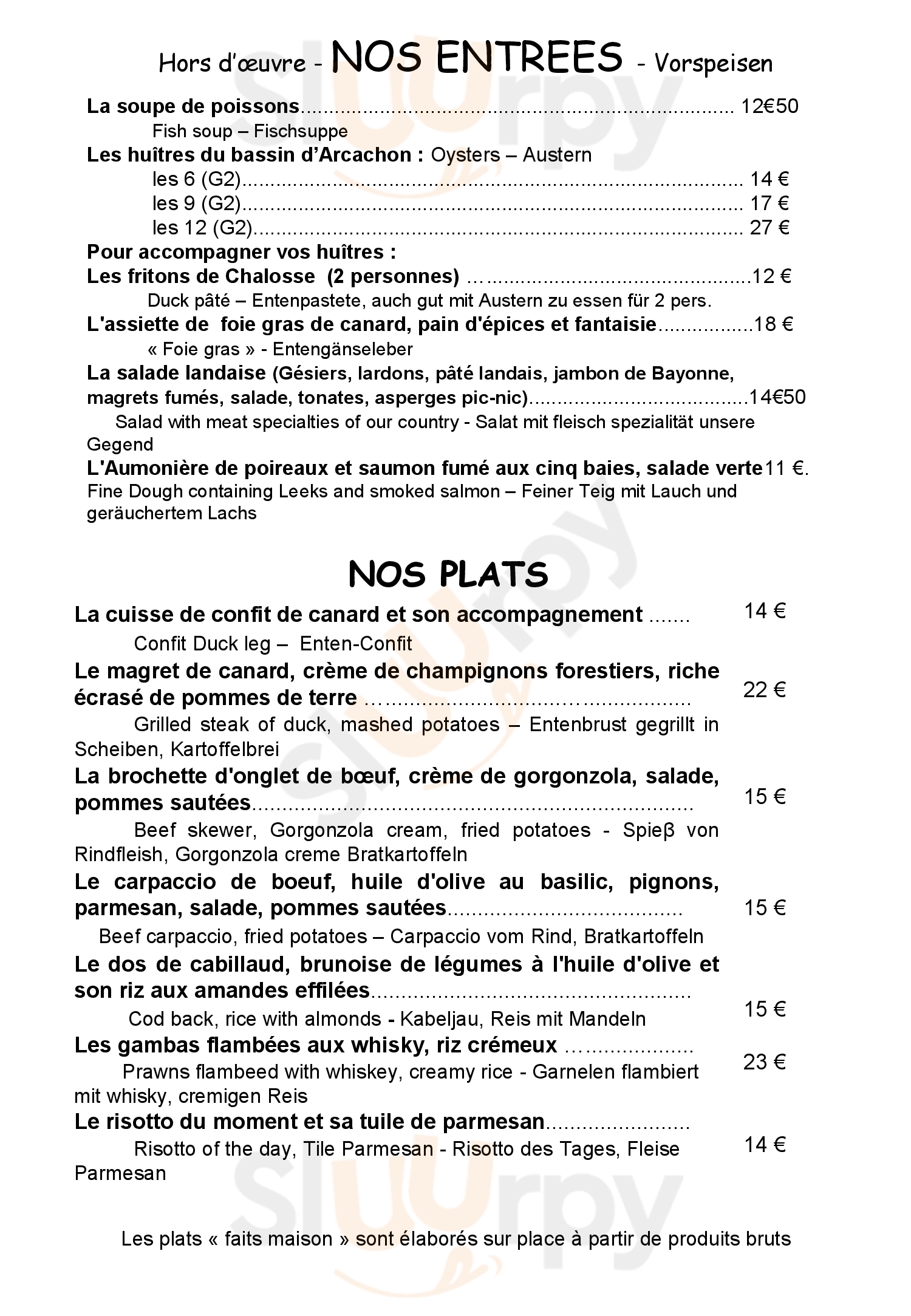 Restaurant La Caravelle Biscarrosse Menu - 1