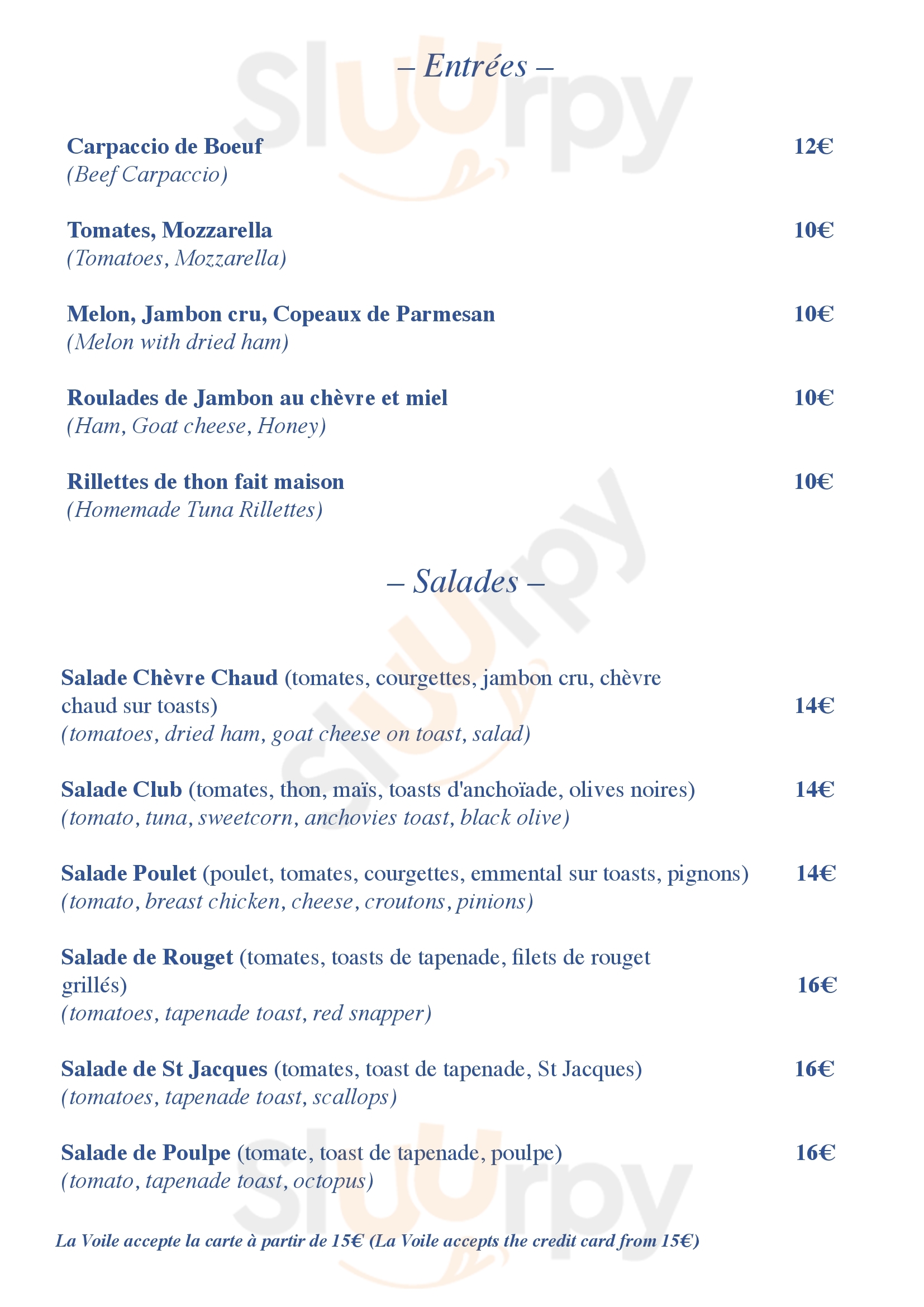 La Voile De Cavaliere Cavalière Menu - 1