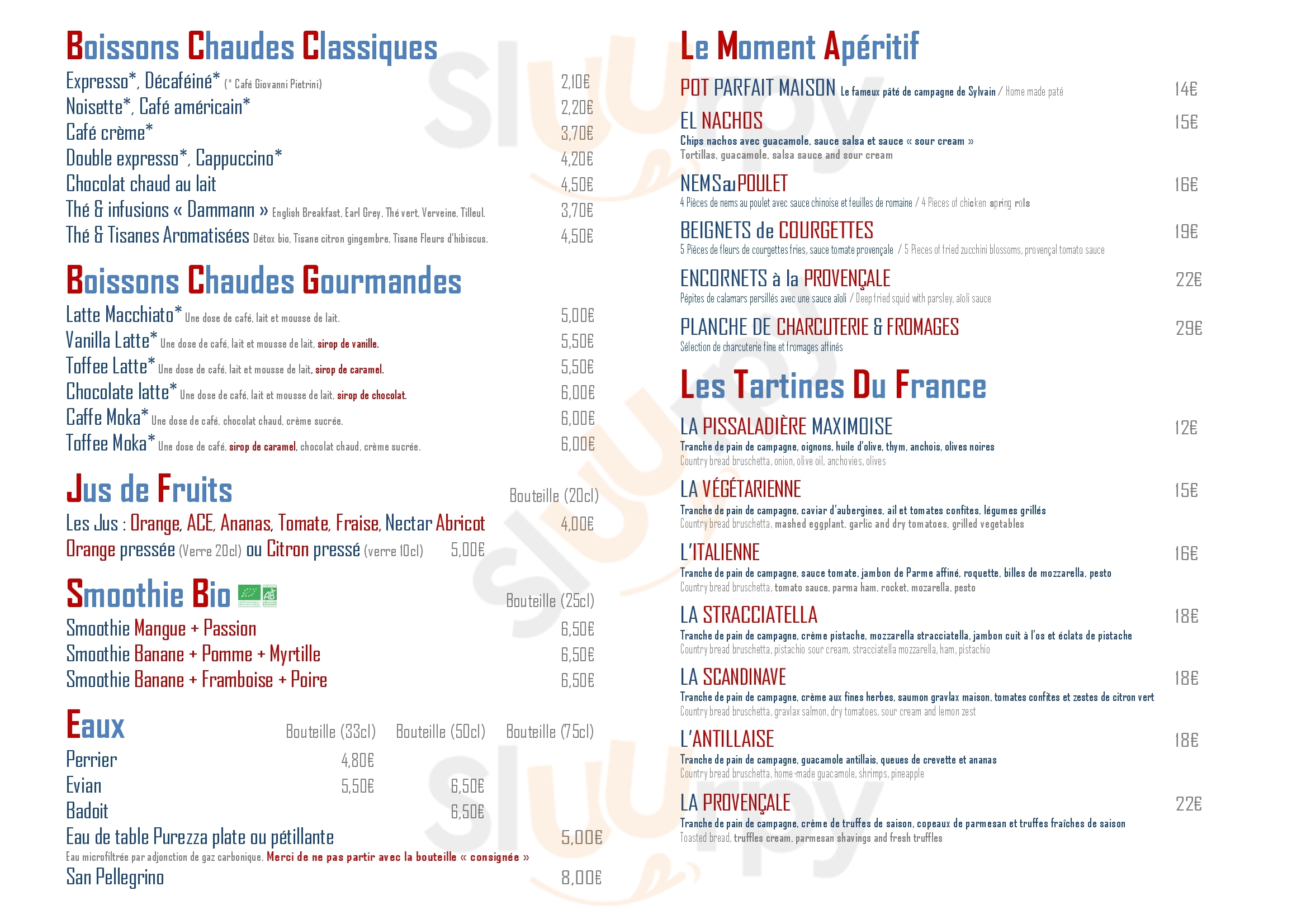 Le Café De France Sainte-Maxime Menu - 1