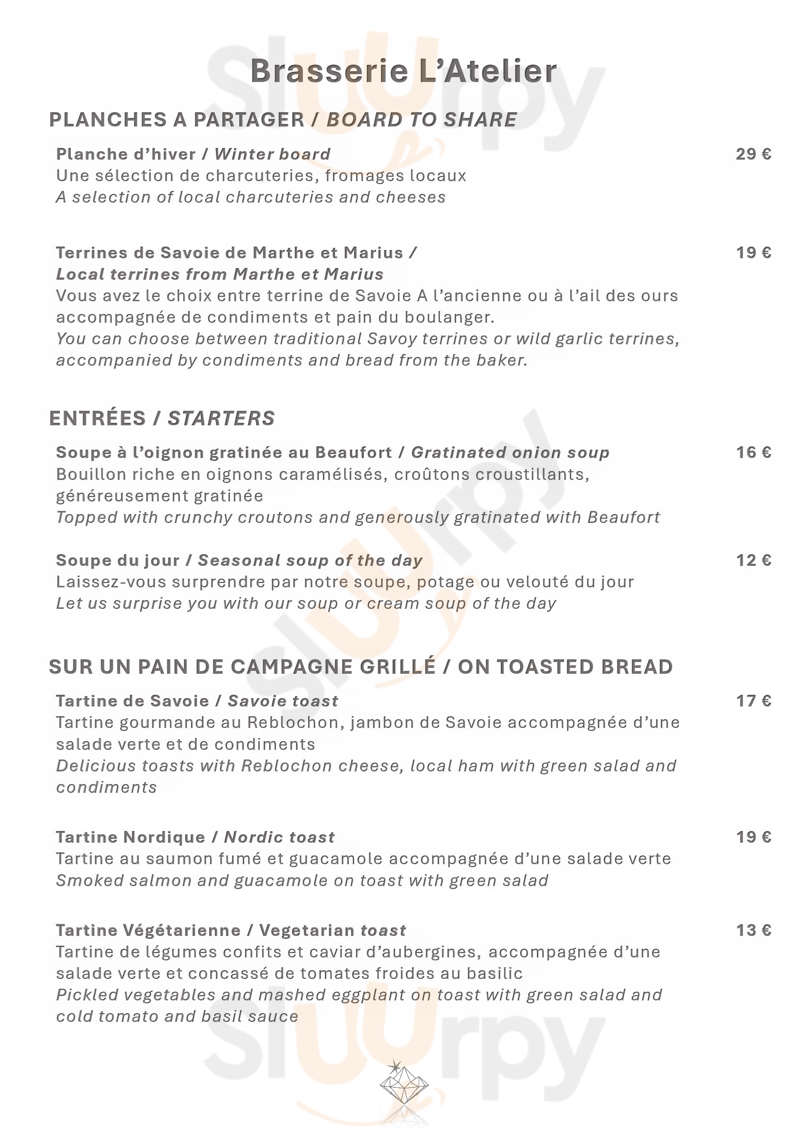 L'atelier D'eric Les Arcs Menu - 1