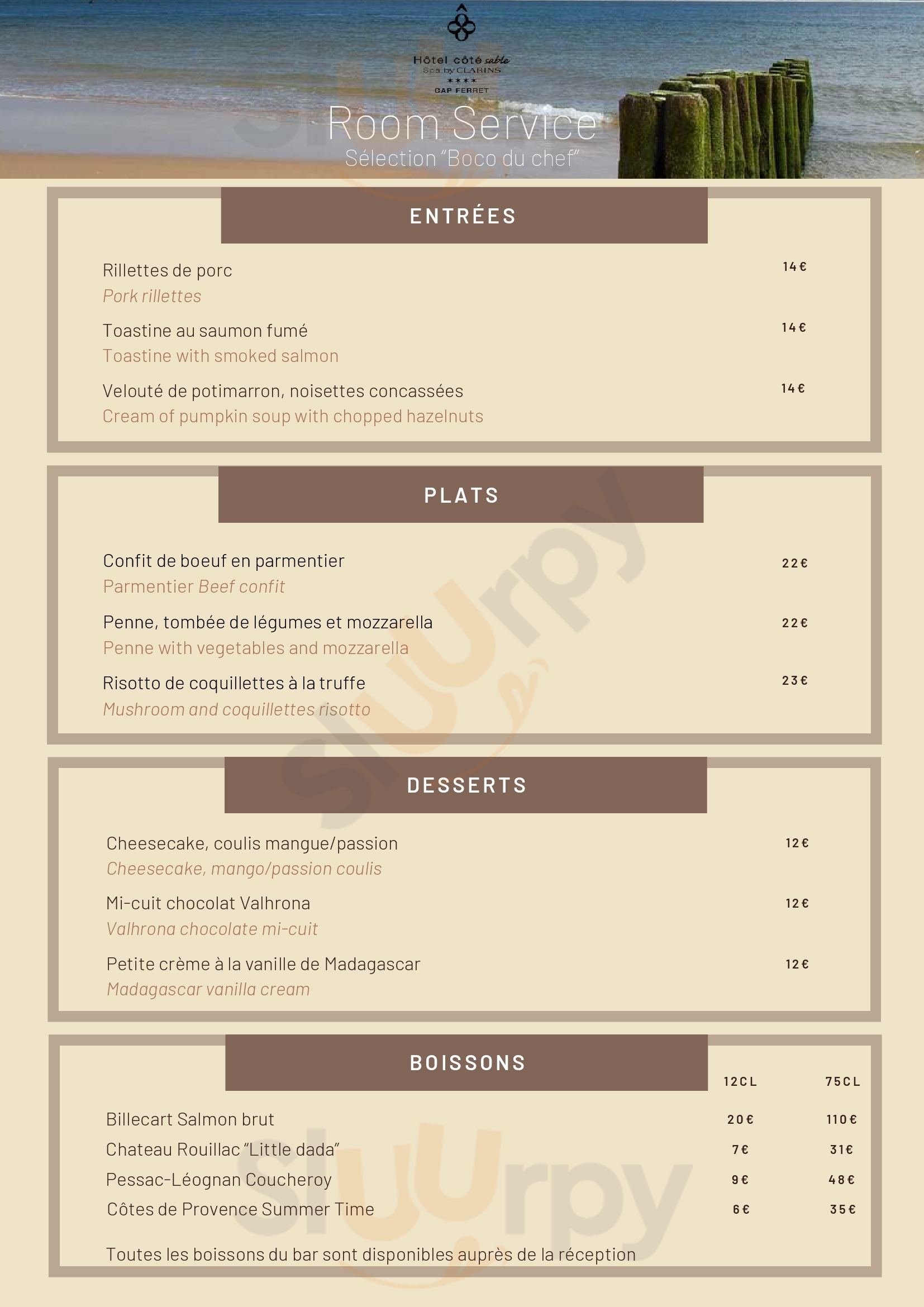 Brasserie Côté Sable Cap Ferret Cap-Ferret Menu - 1