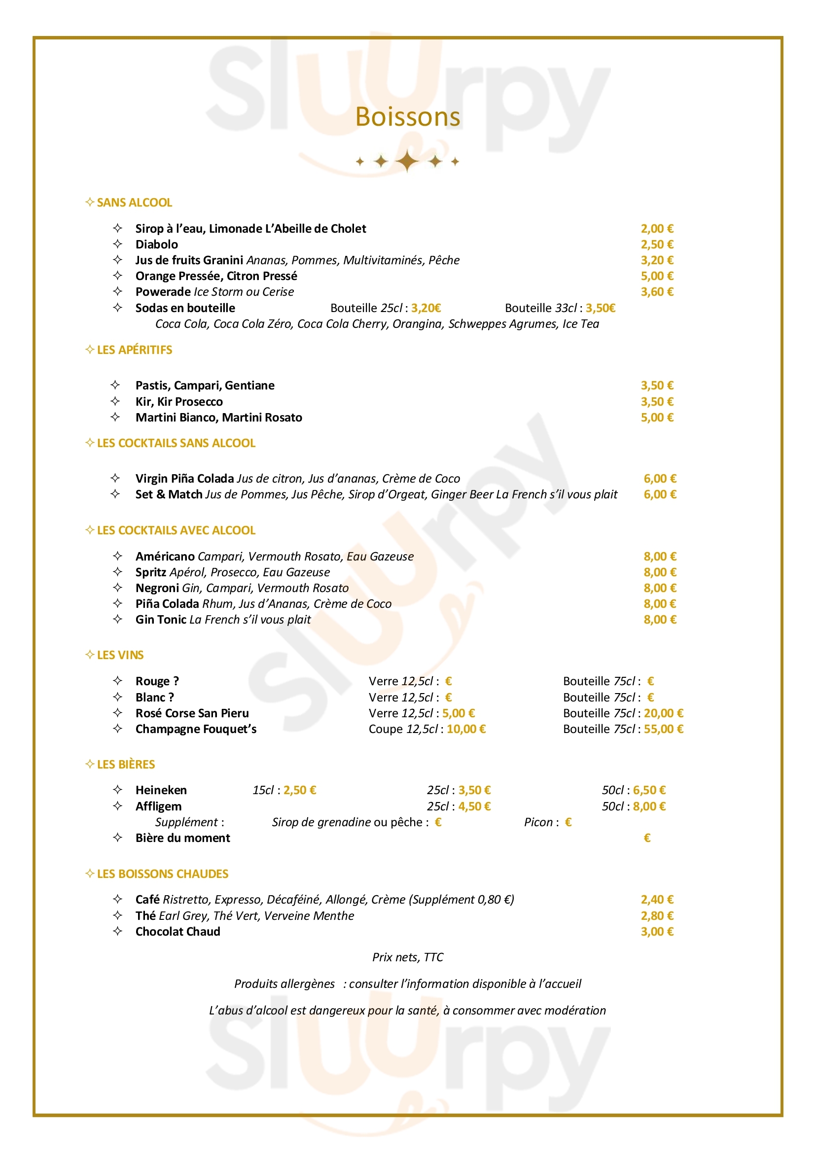 Tennis Country Club La-Baule-Escoublac Menu - 1