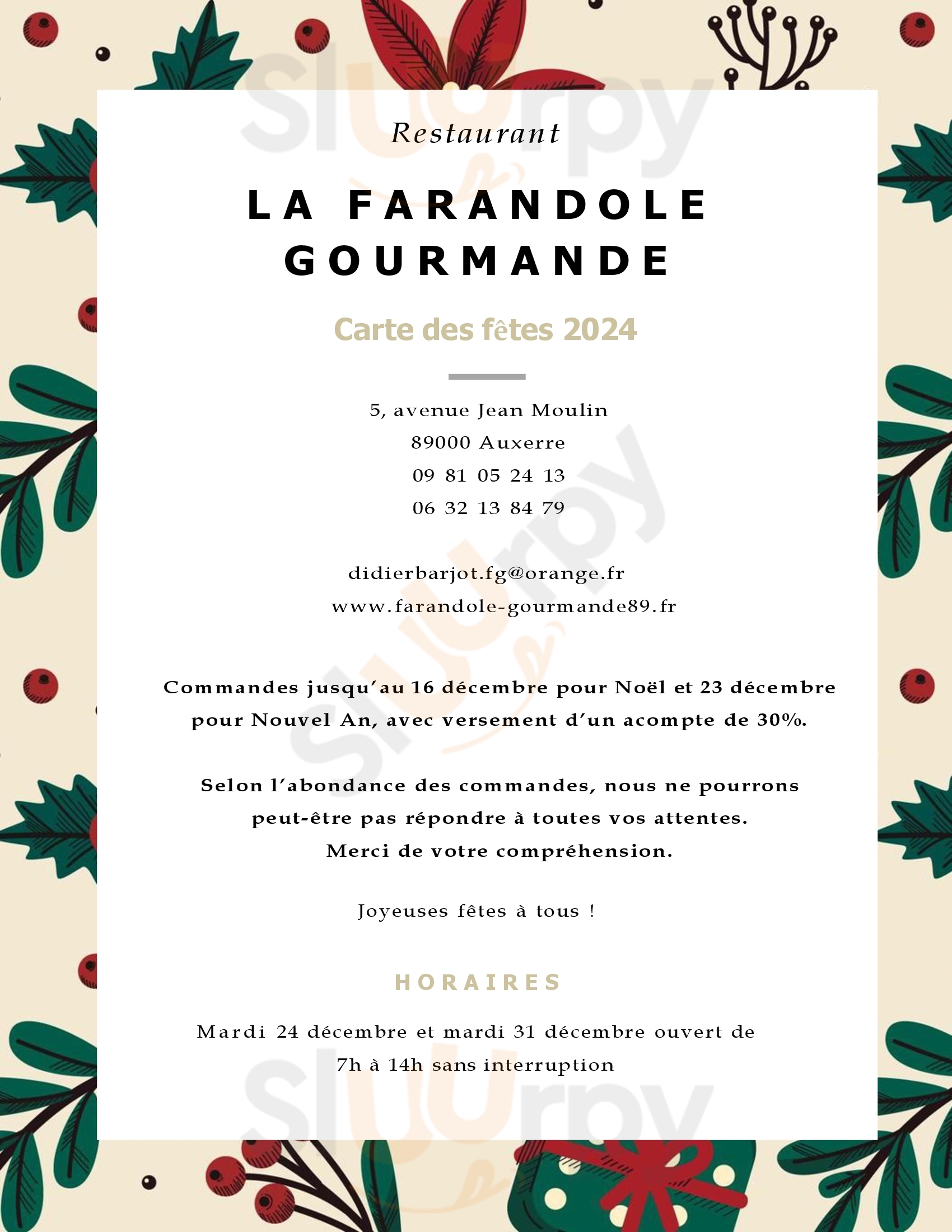 La Farandole Gourmande Auxerre Menu - 1