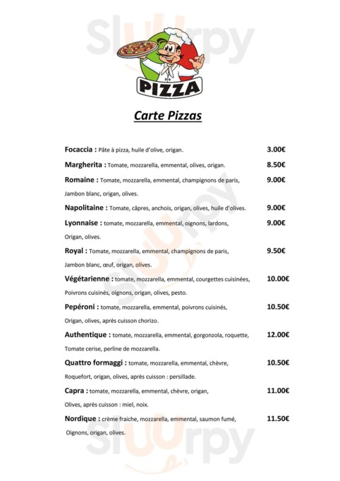 L'atelier Pizza menu