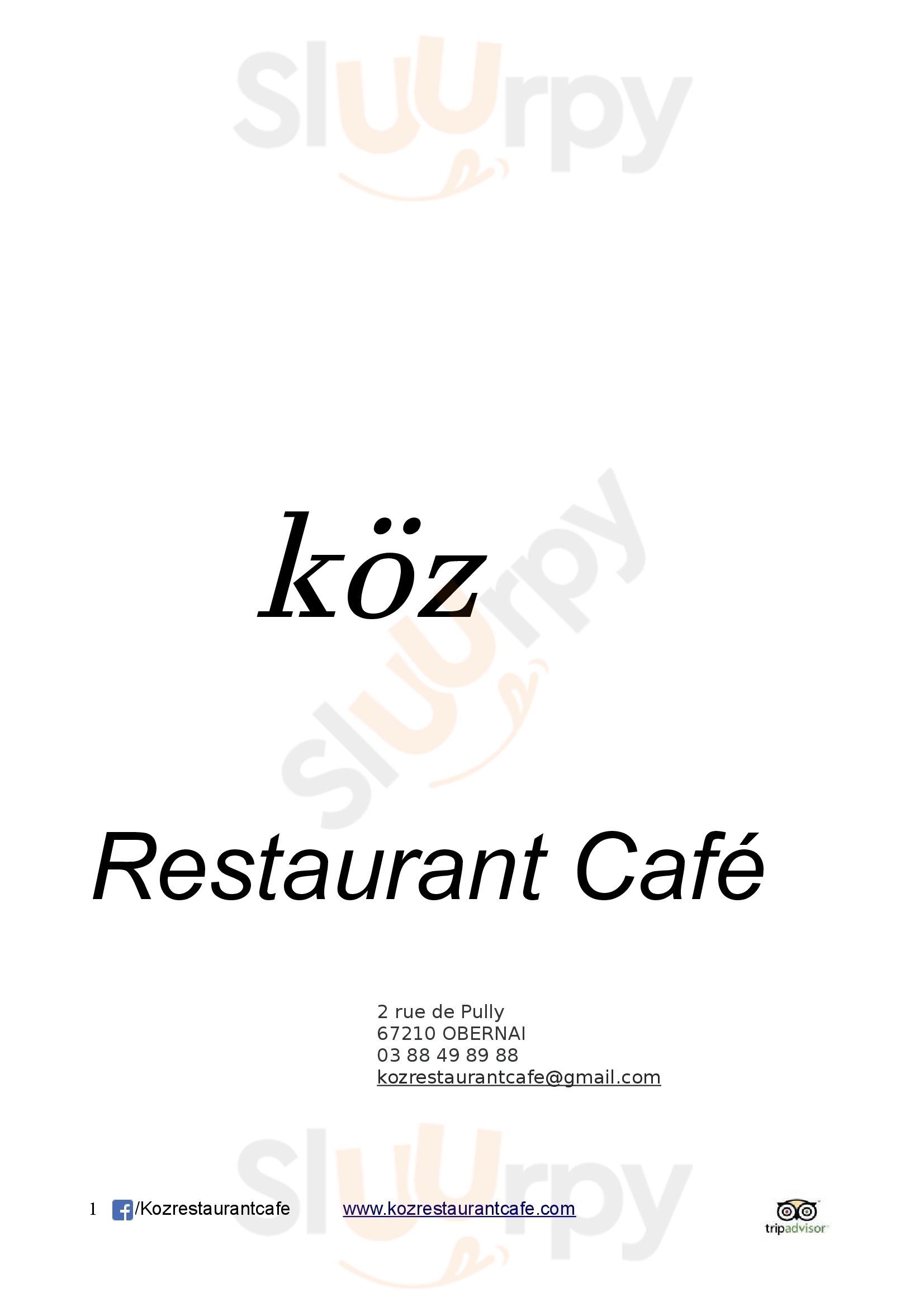 Köz Restaurant Café Obernai Menu - 1