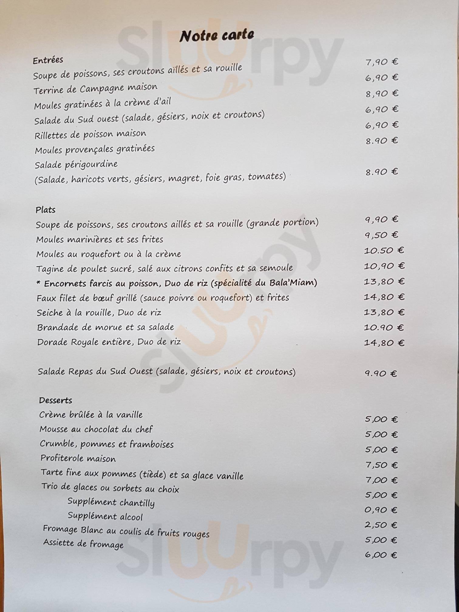 Le Bala'miam Balaruc-les-Bains Menu - 1