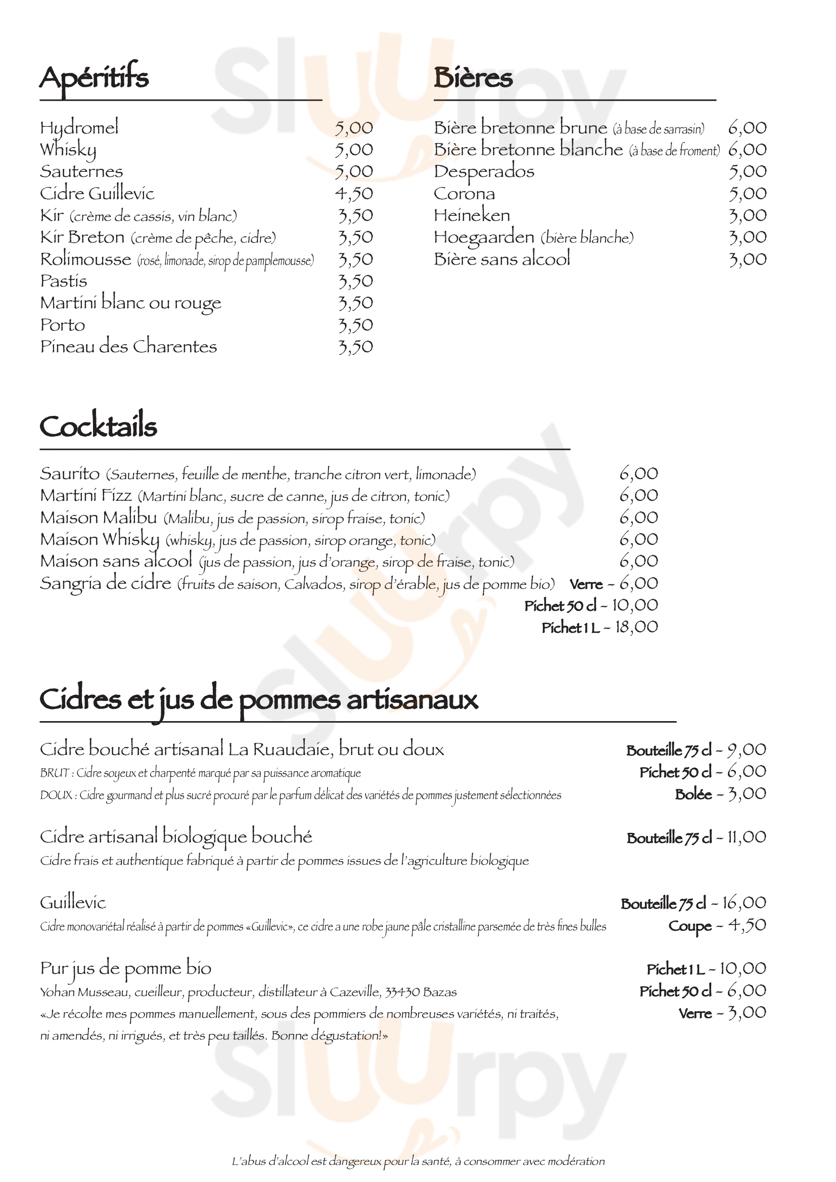 Crêperie Le Menhir Langon Langon Menu - 1