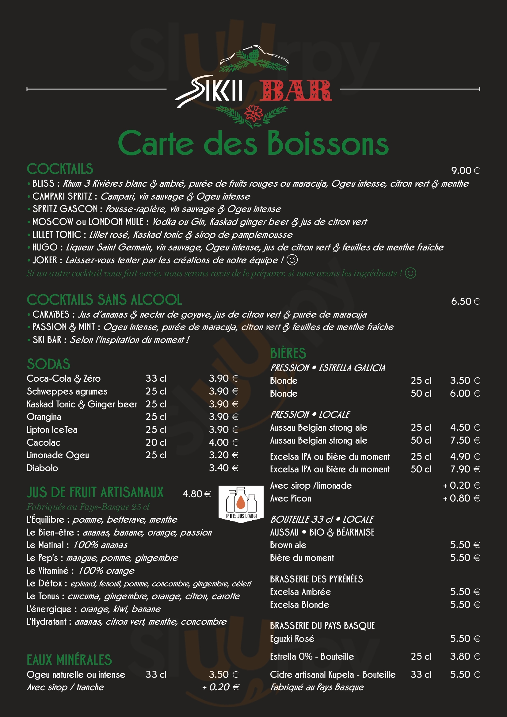 Café Ski Bar De L'hôtel Le Bois Joli Cauterets Cauterets Menu - 1