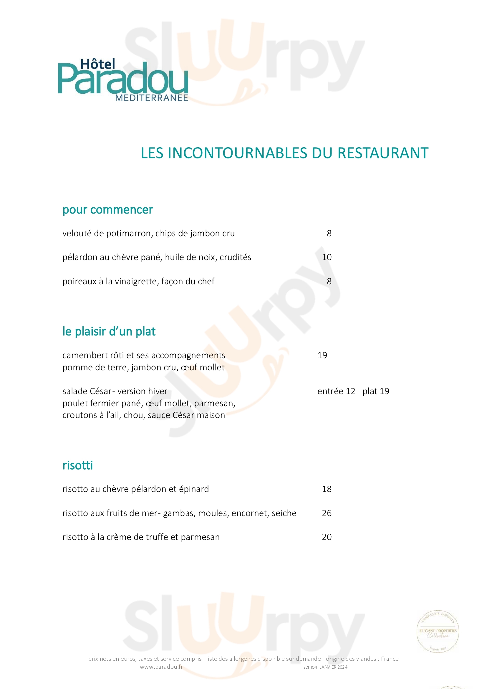 Restaurant Paradou Sausset-les-Pins Menu - 1