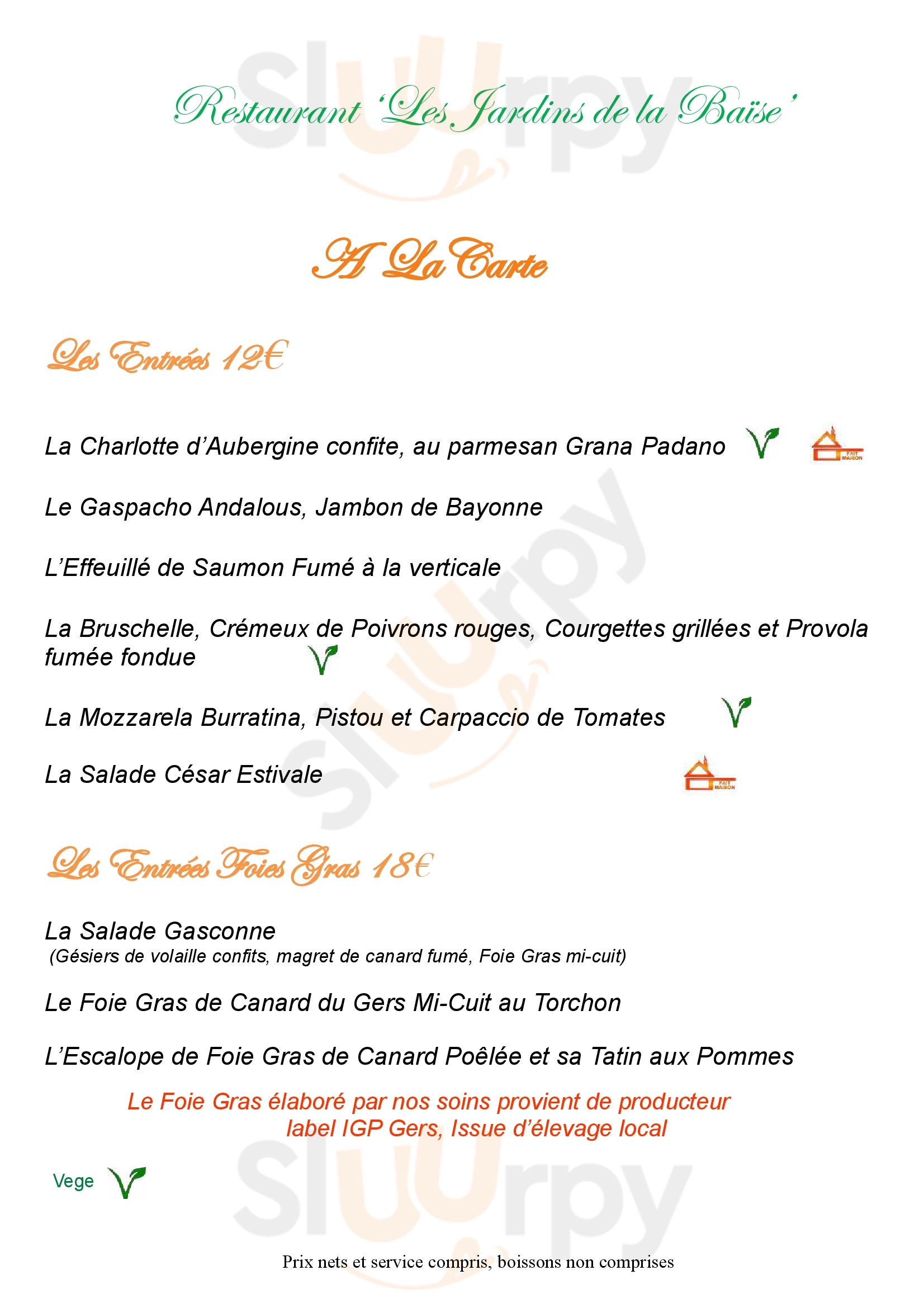 Restaurant Les Jardins De La Baïse Condom Menu - 1