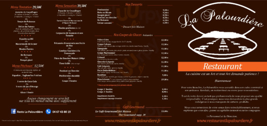 Restaurant La Palourdiere menu