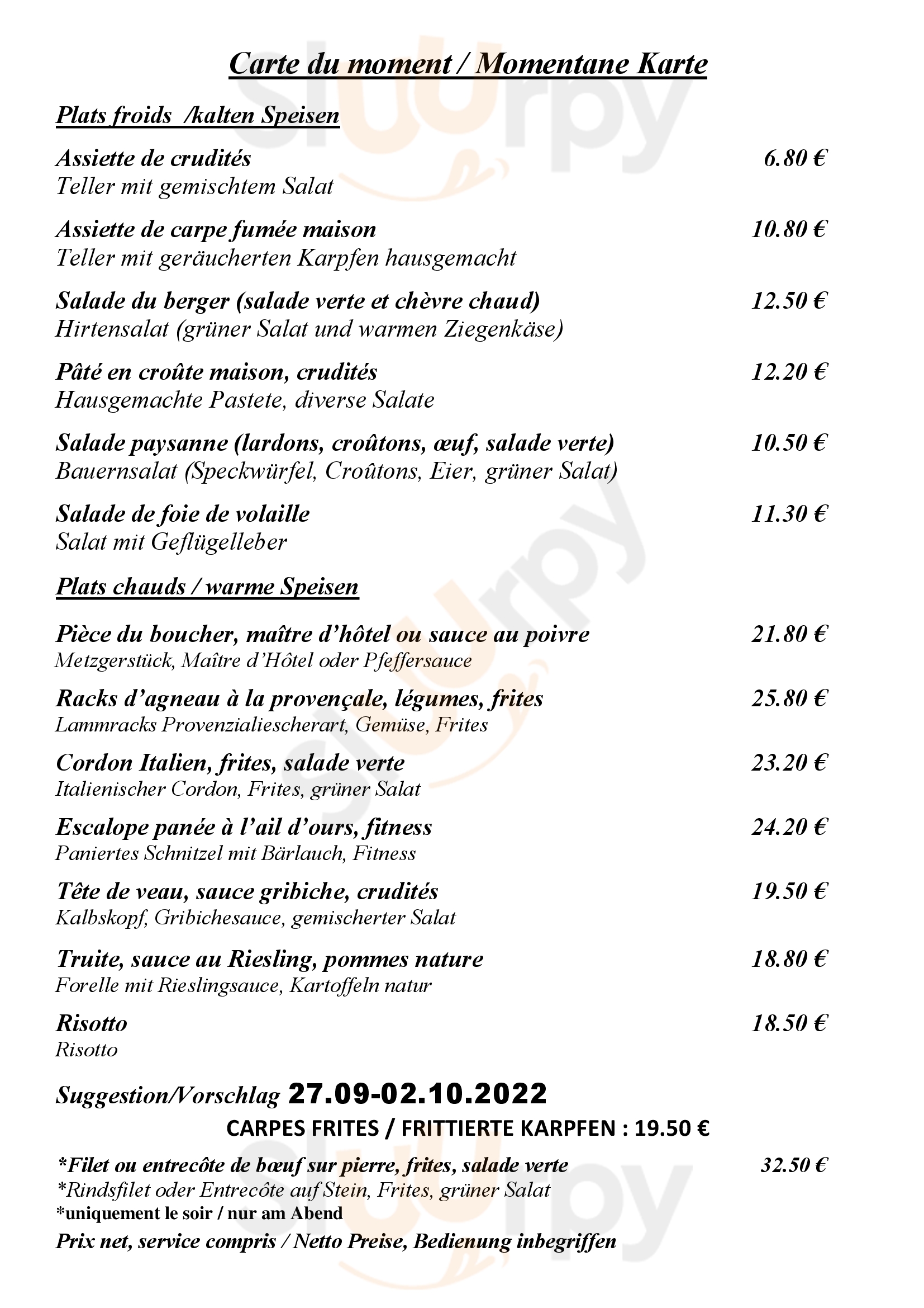 Restaurant Le Cesarhof Linsdorf Menu - 1