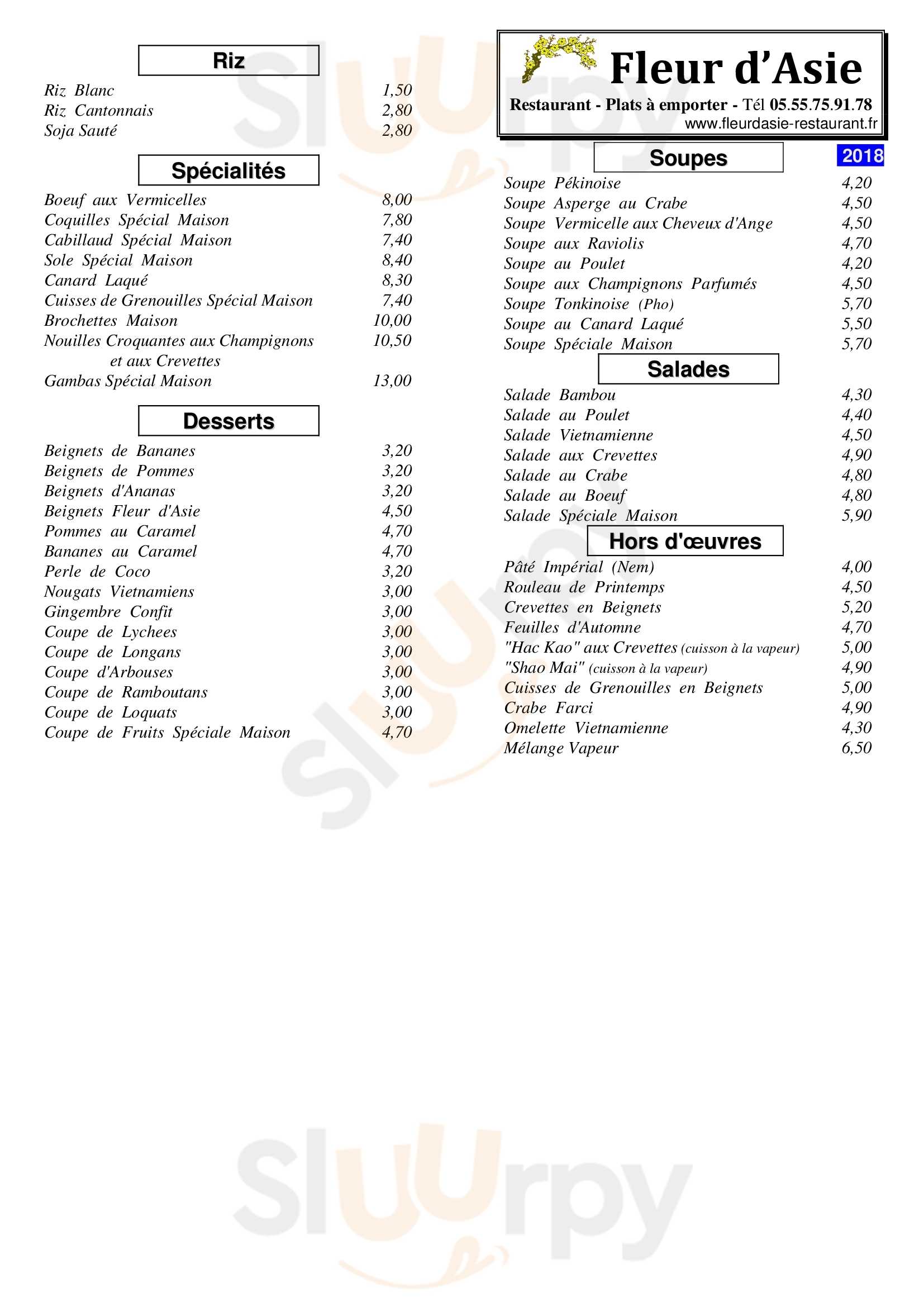 Fleur D'asie Saint-Yrieix-la-Perche Menu - 1