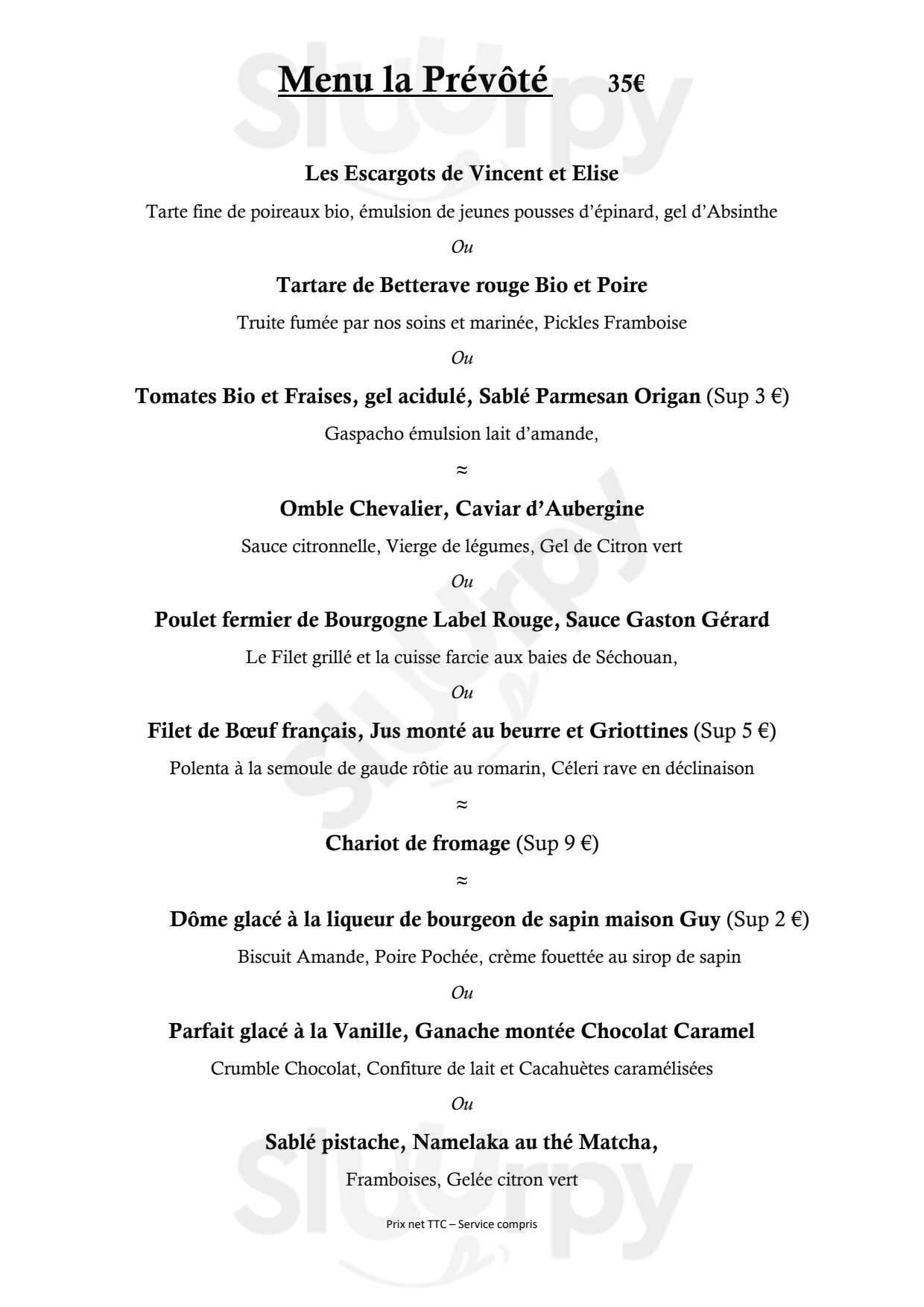 La Prévôté Gray Menu - 1