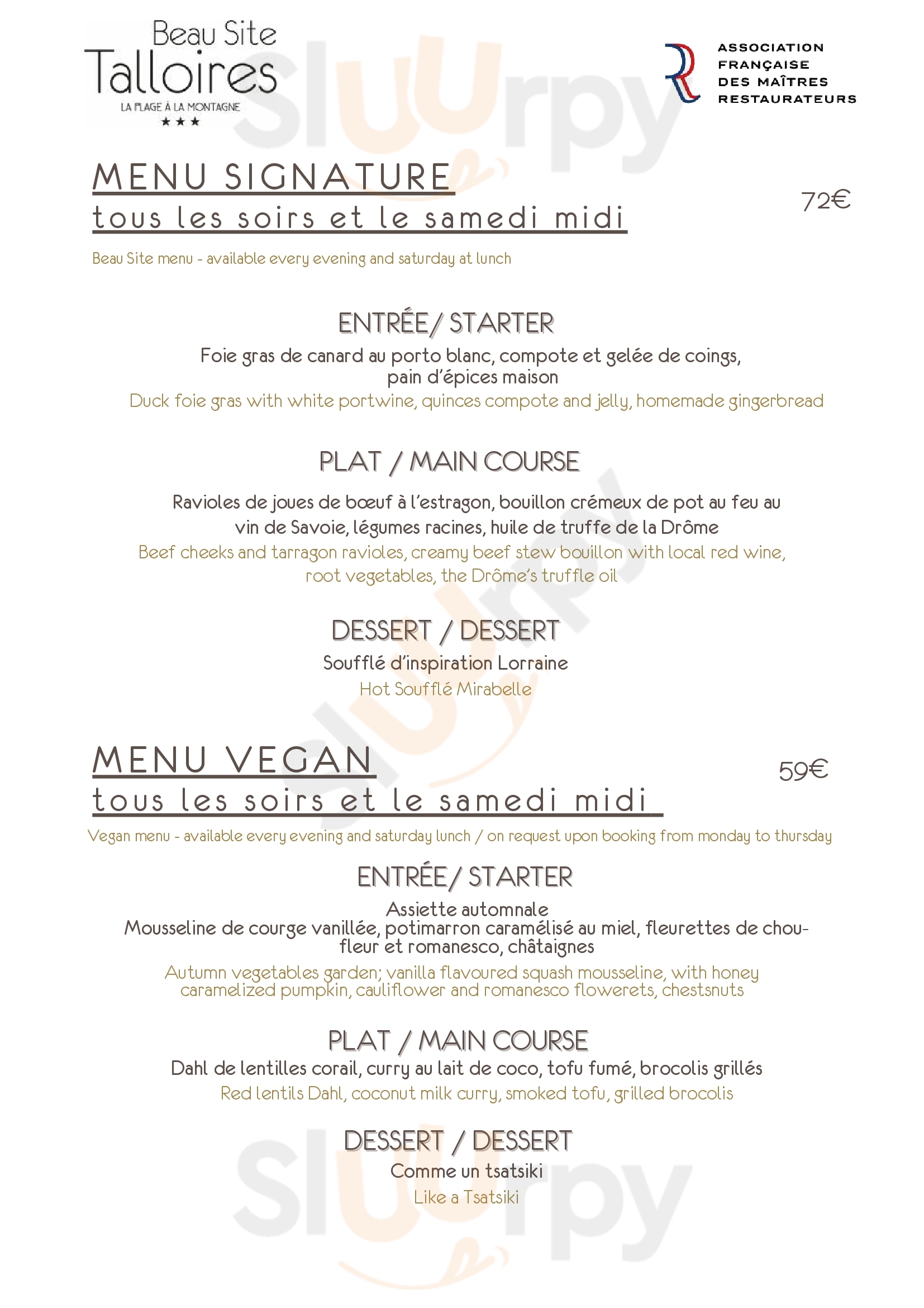 Beau Site Talloires Talloires Menu - 1