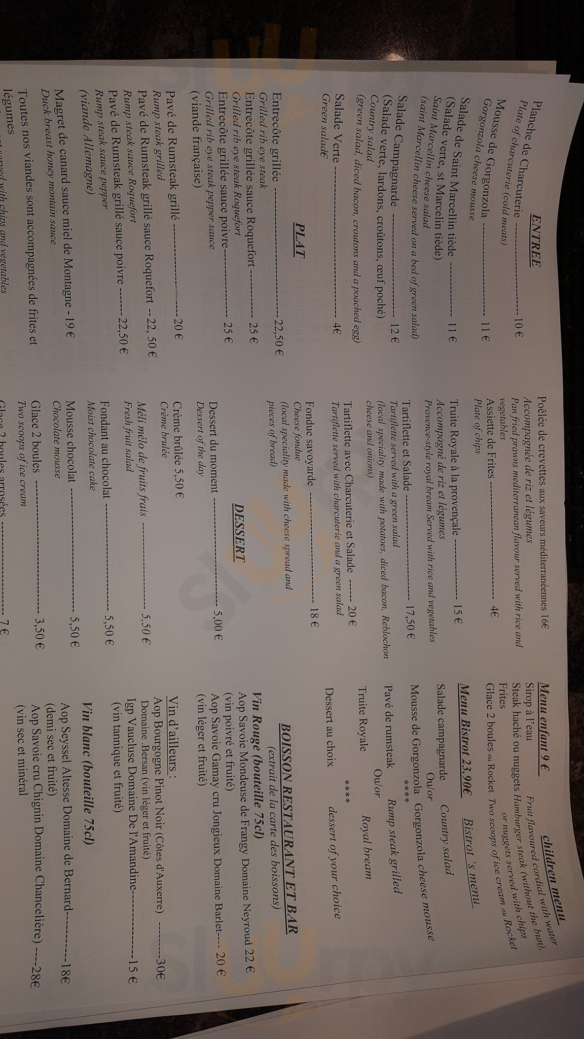 Bistrot Du Coin Doussard Menu - 1