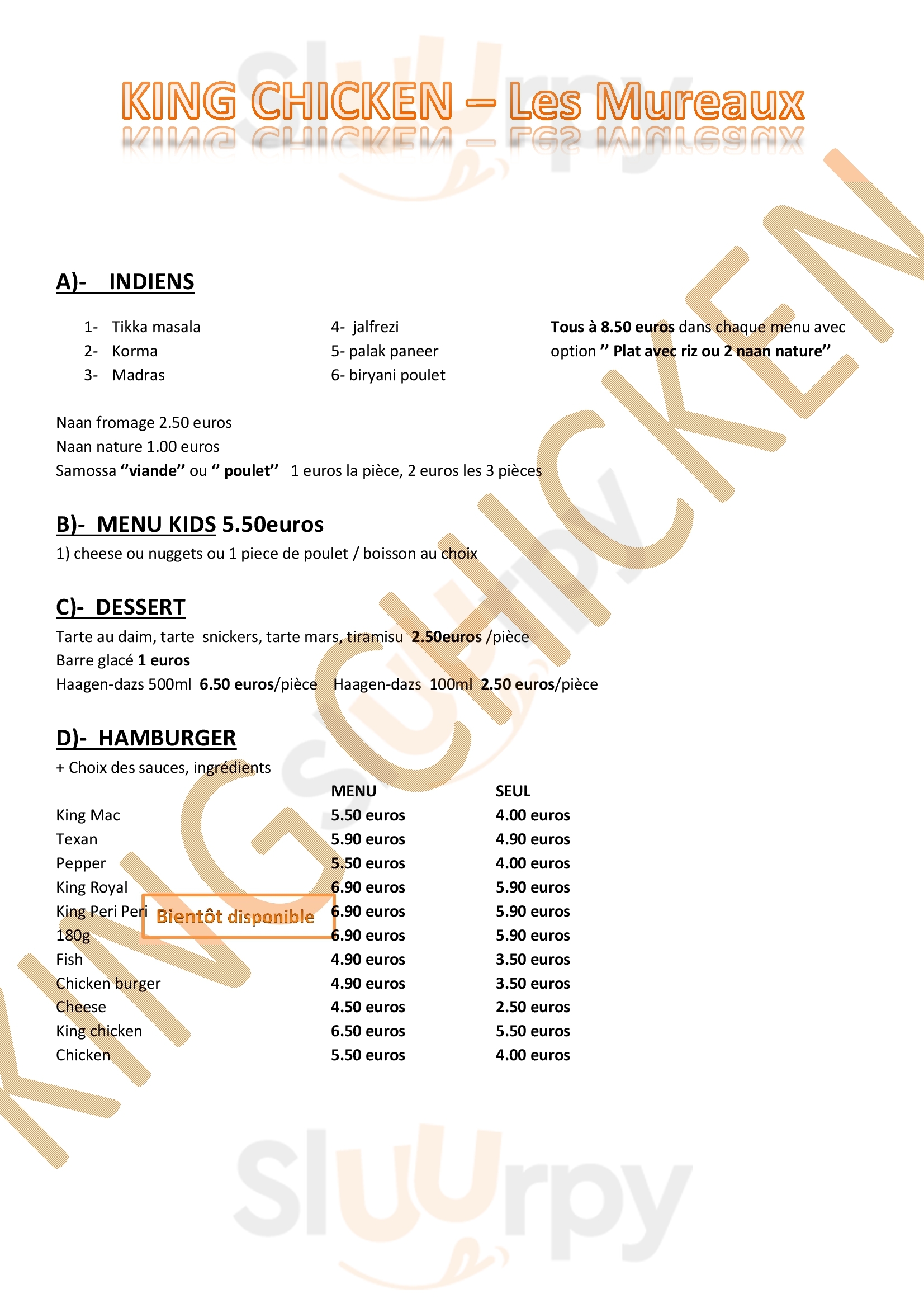 King Chicken Les Mureaux Menu - 1