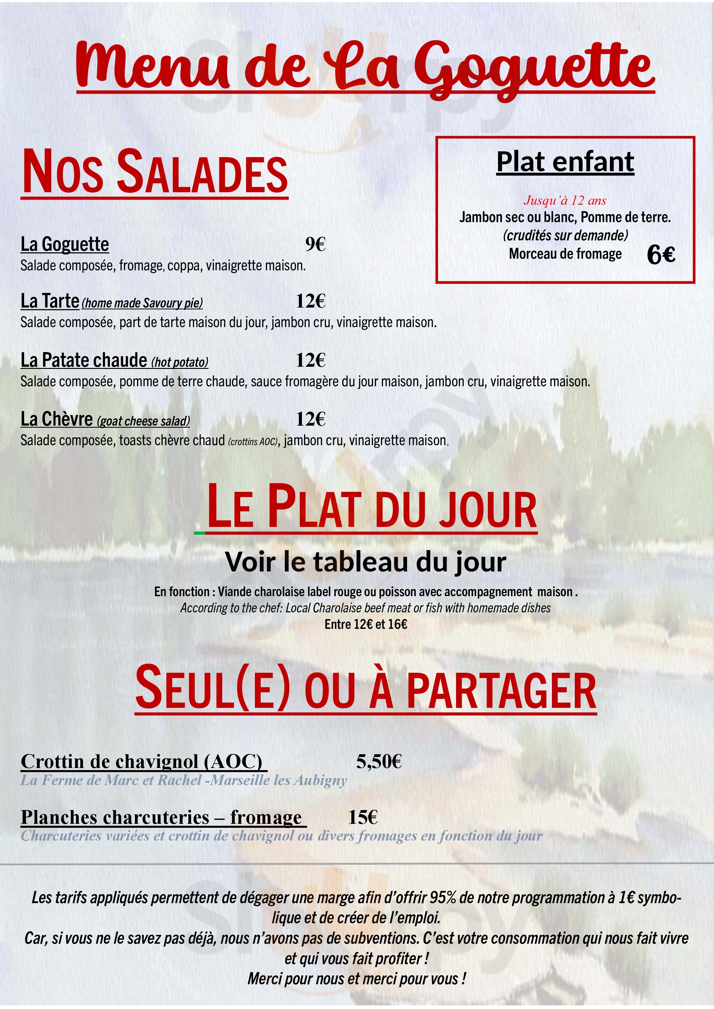 La Goguette De L'ile La Charite-sur-Loire Menu - 1