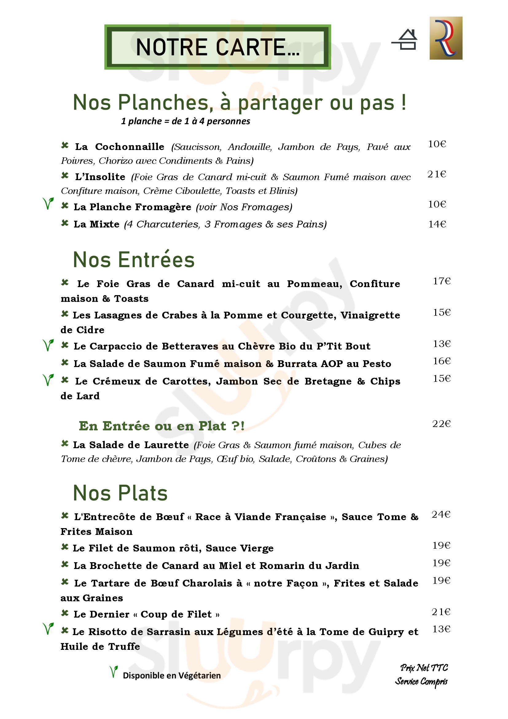 La Croix Verte Bain-de-Bretagne Menu - 1