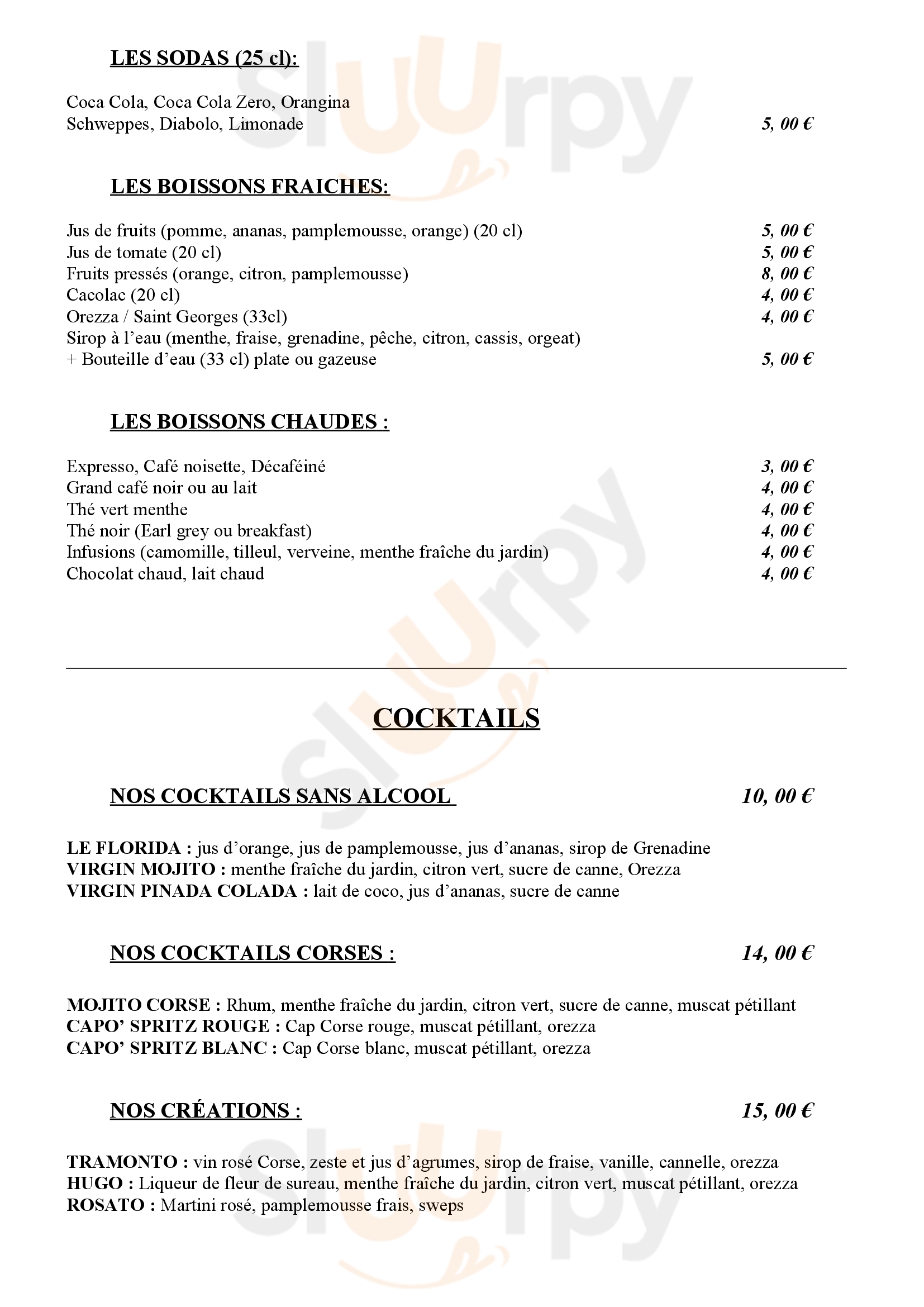 Restaurant De L'hotel Les Roches Rouges Piana Menu - 1