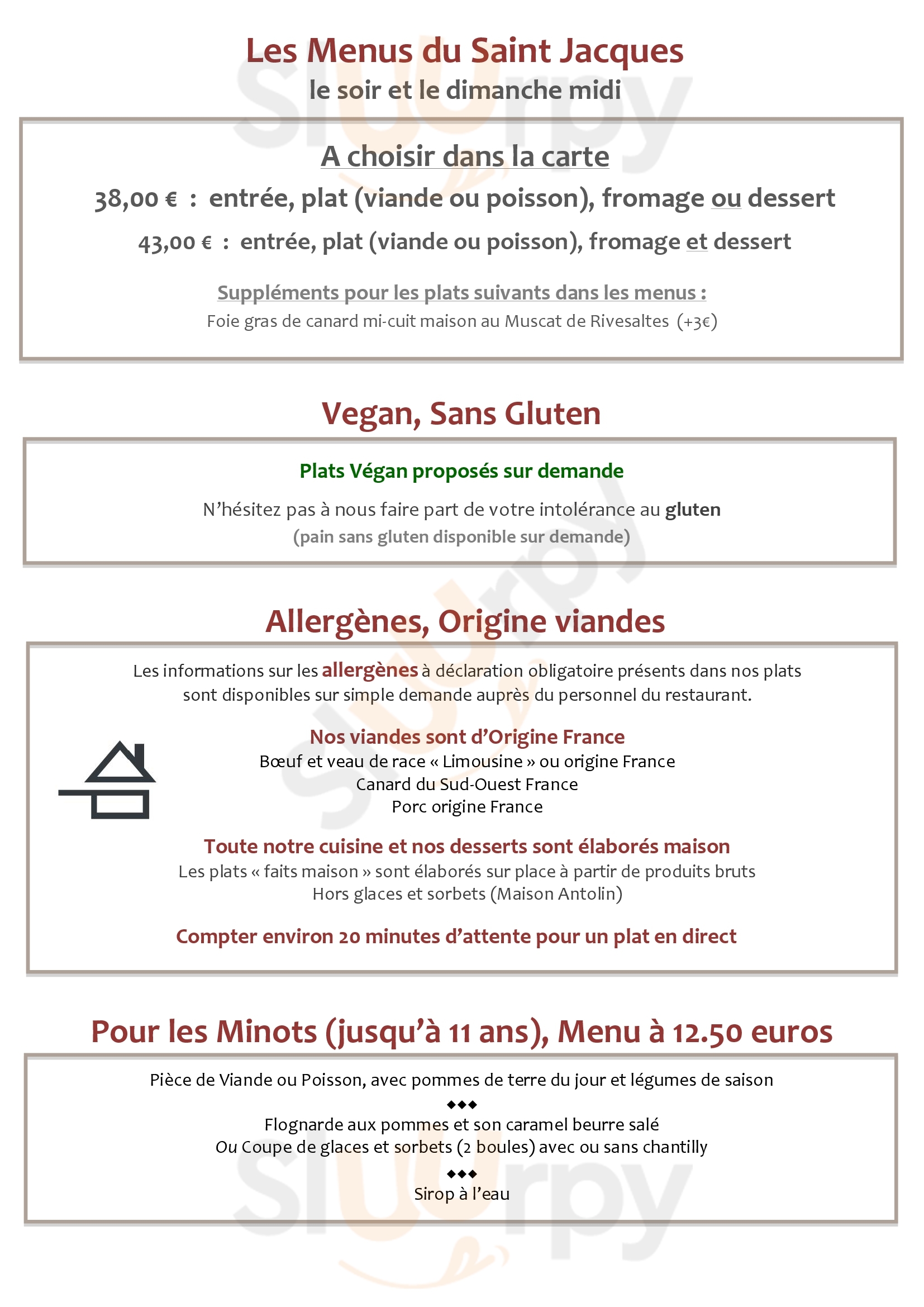 Le Relais De St Jacques De Compostelle Collonges-la-Rouge Menu - 1