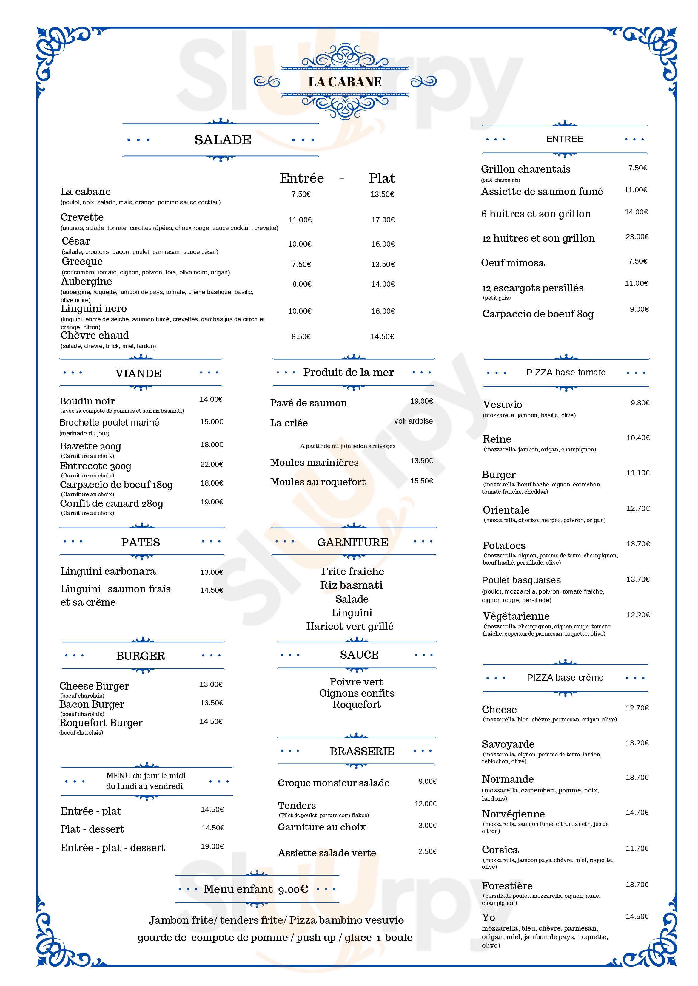 Aire De Loisirs De Pons Pons Menu - 1