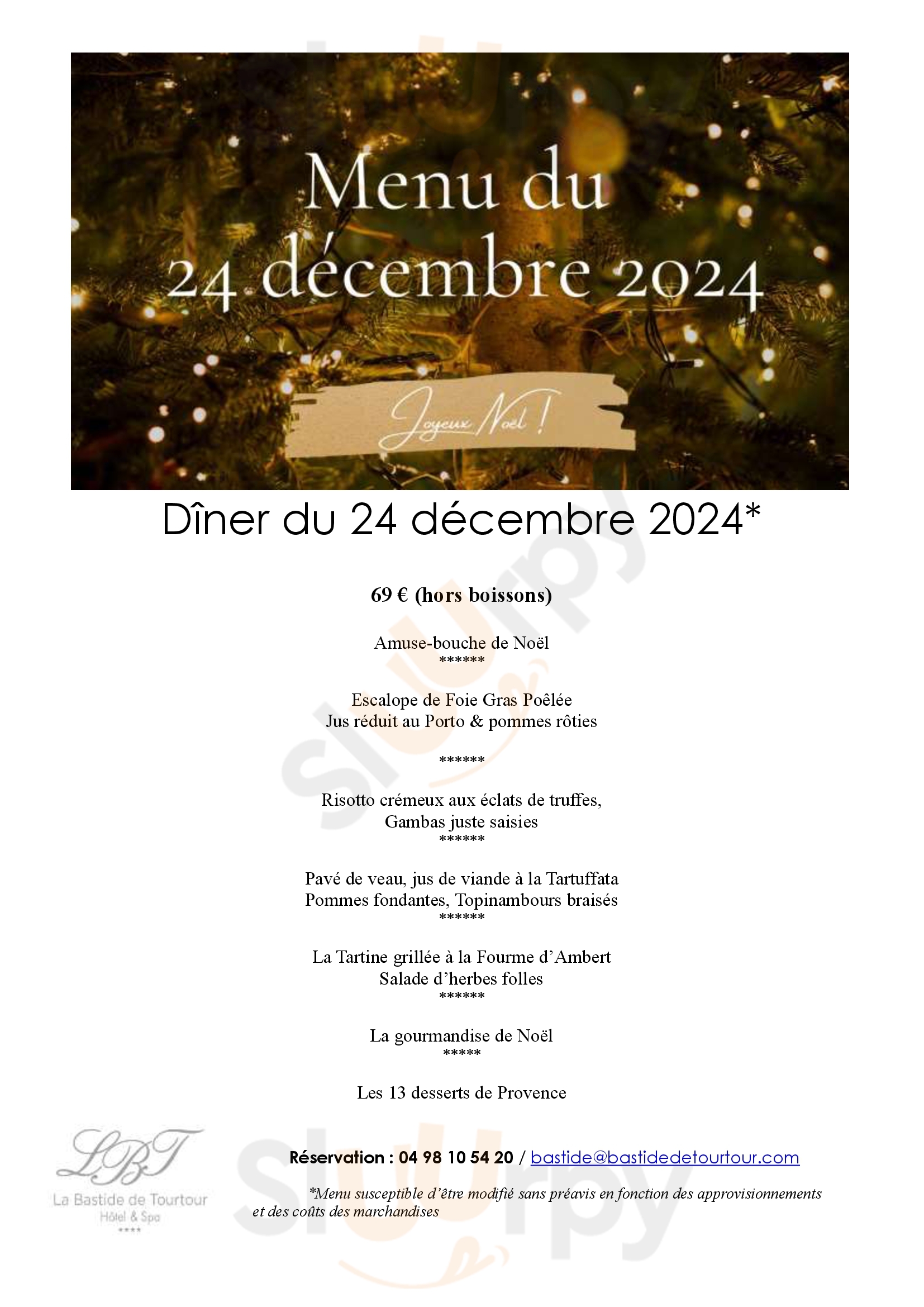 La Bastide De Tourtour Tourtour Menu - 1