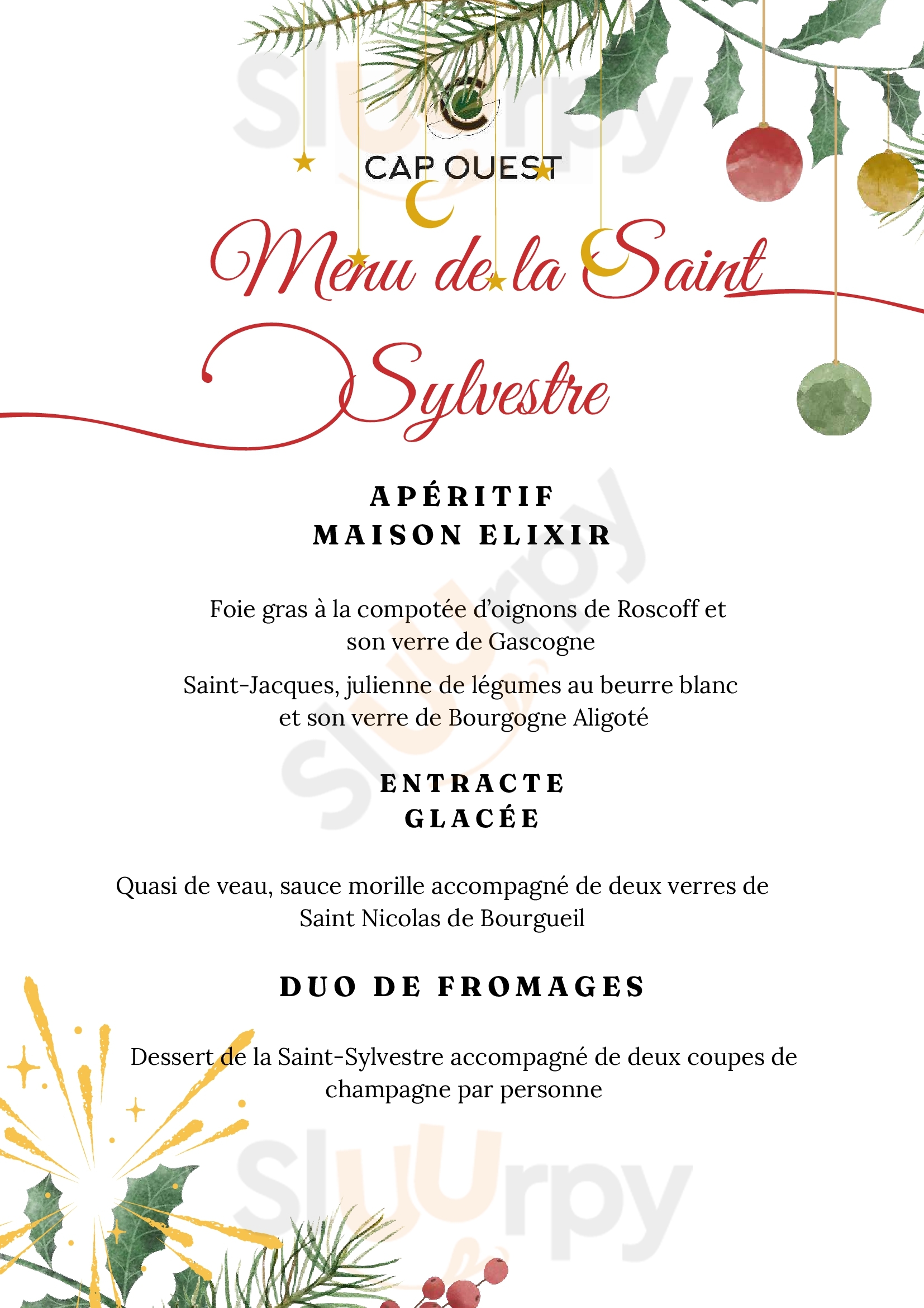 Restaurant Cap Ouest Plouescat Menu - 1