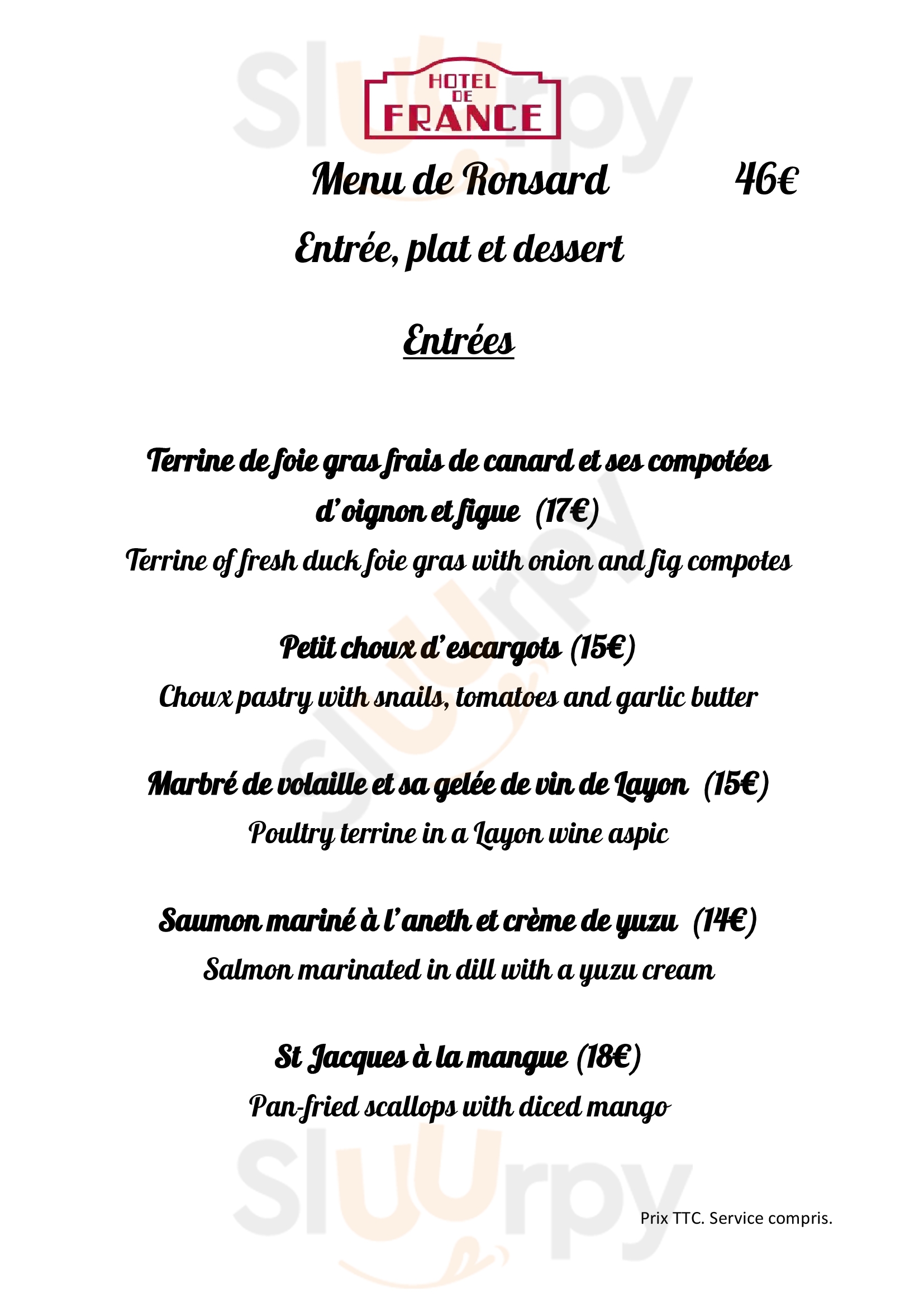 Le Relais De Ronsard La Chartre-sur-le-Loir Menu - 1