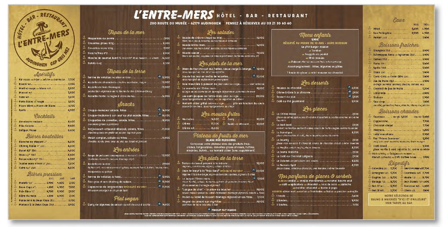 L'entre-mers Audinghen Menu - 1