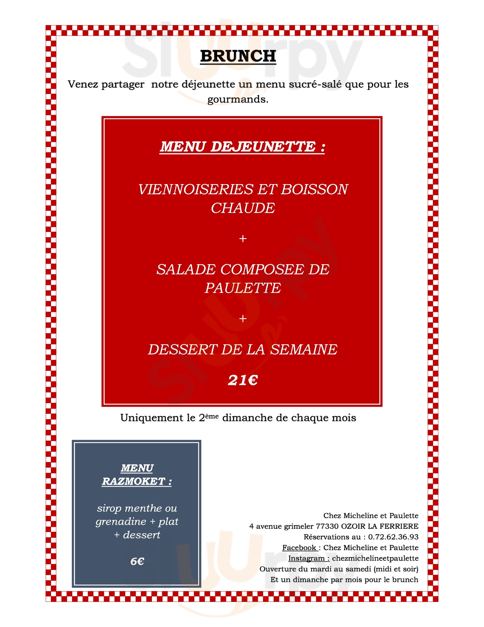 Chez Micheline & Paulette Ozoir la Ferrière Menu - 1
