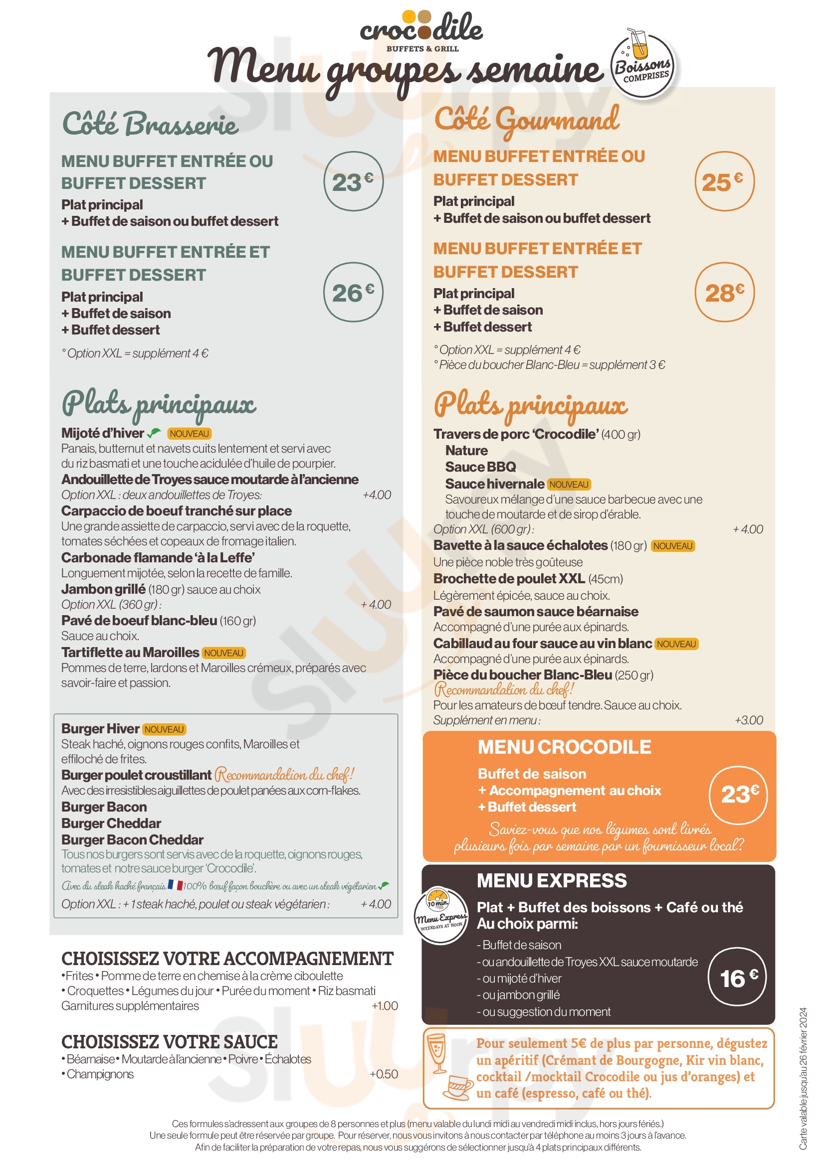 Restaurants Crocodile Saint-Martin-Boulogne Menu - 1