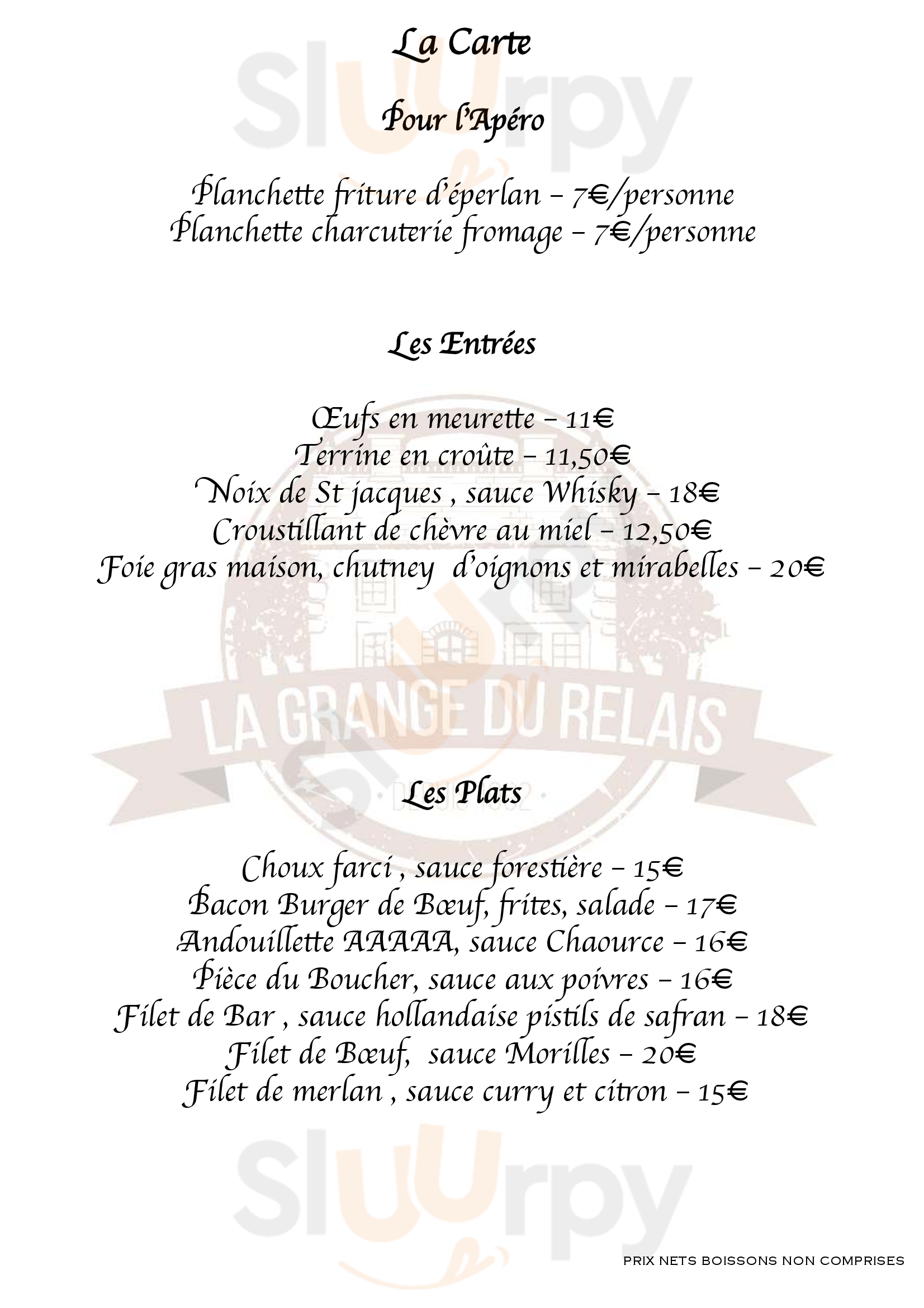 La Grange Du Relais Colombey-les-Deux-Églises Menu - 1