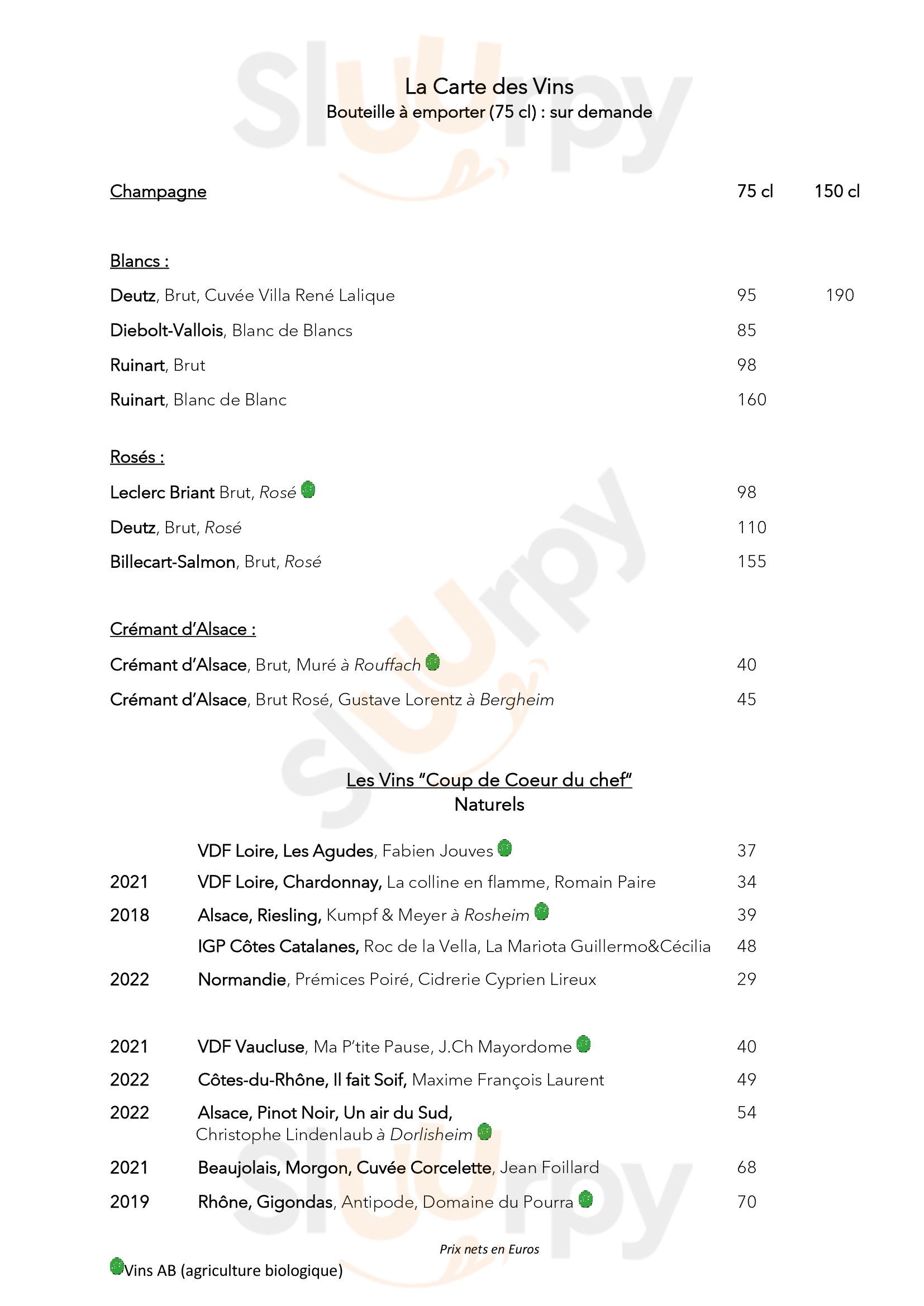 Château Hochberg Wingen Sur Moder Wingen-sur-Moder Menu - 1