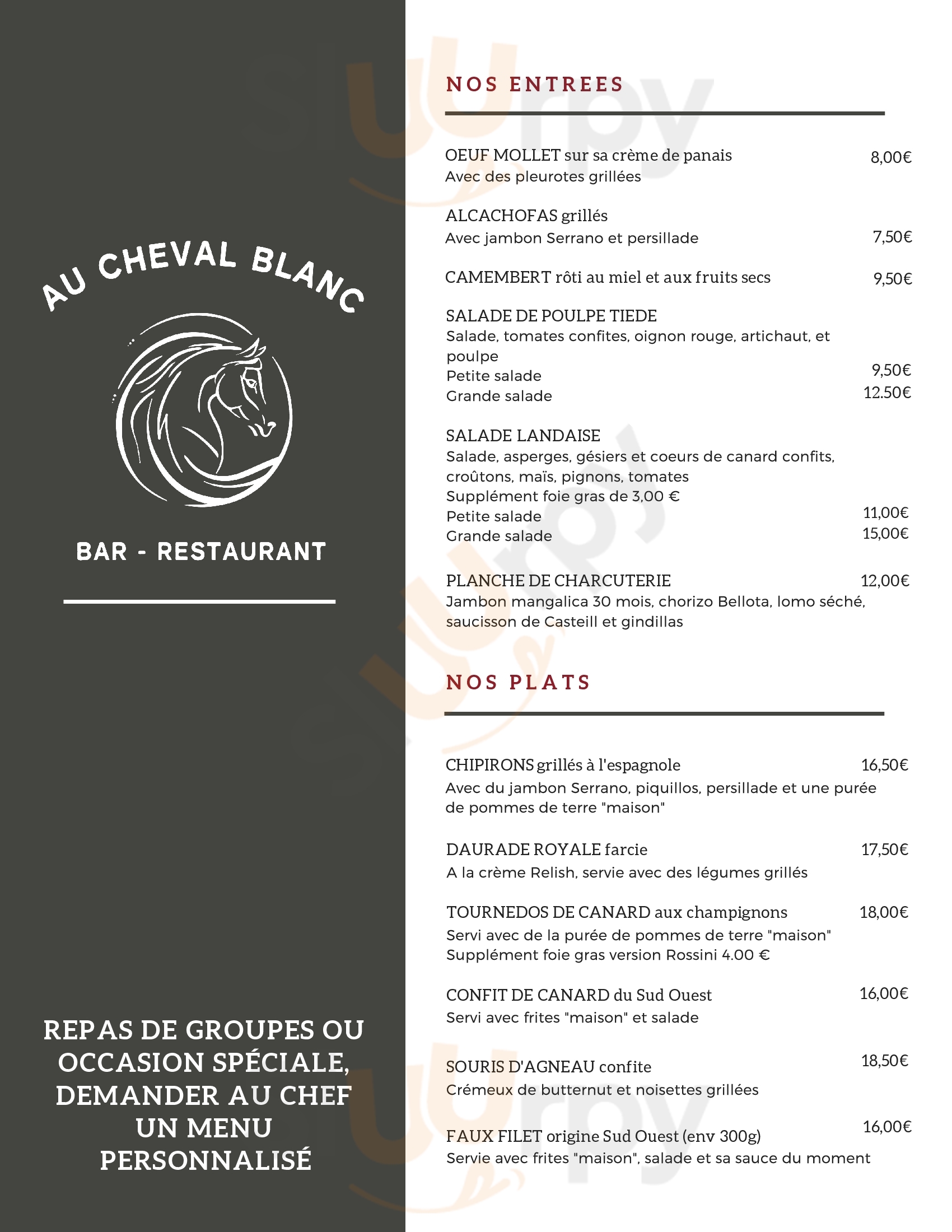 Au Cheval Blanc Tosse Menu - 1